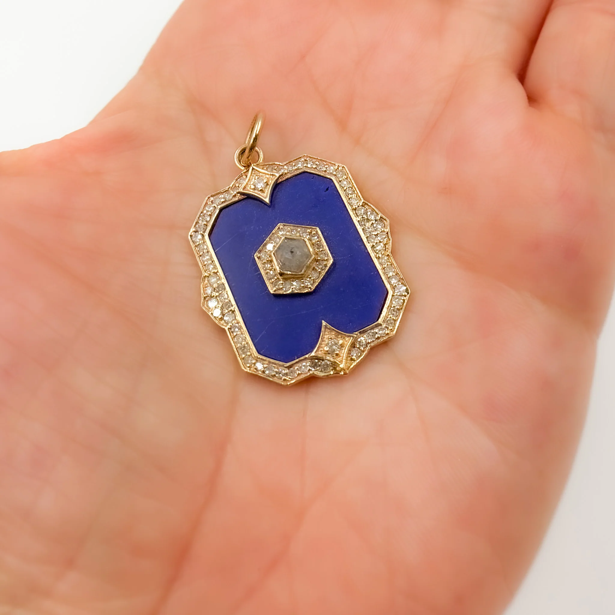 KG84. 14K Gold Rectangle Pendant - Image 2