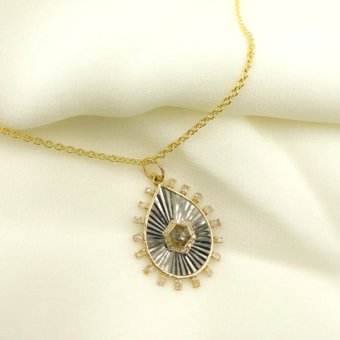 925 Sterling Silver Black Rhodium with Diamonds Drop Shape Charm. KSG25 - Image 3