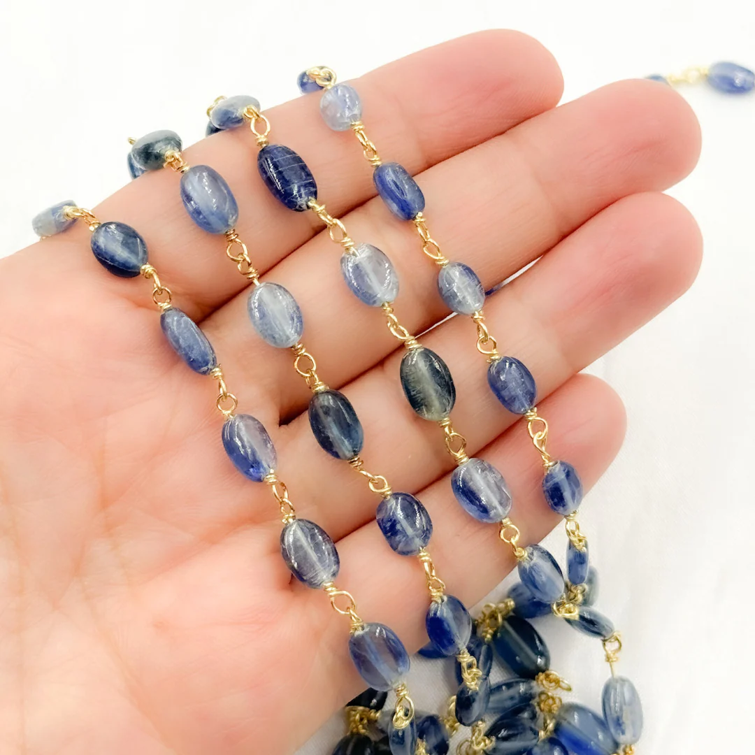 Kyanite Oval Shape Gold Plated Wire Chain. KYA5 - Image 3