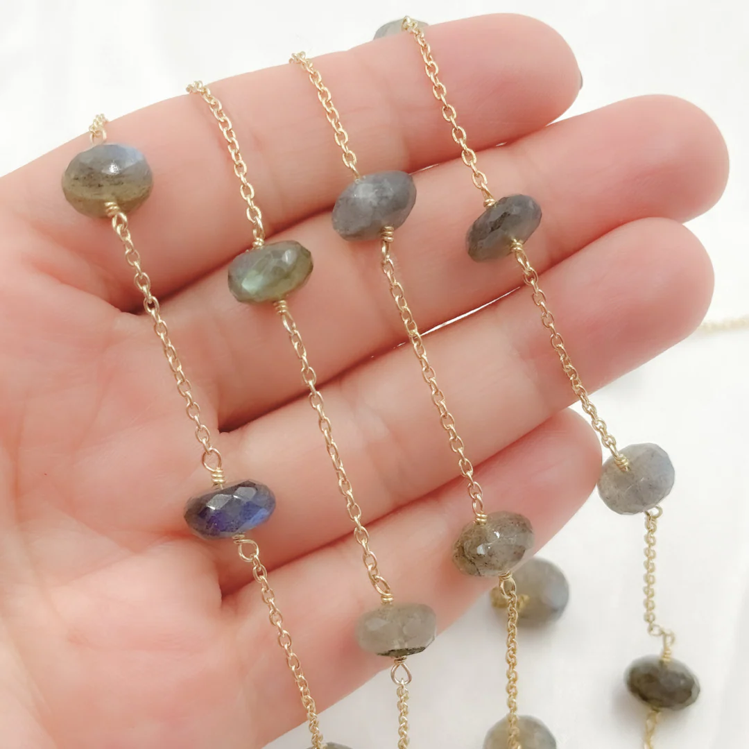 Labradorite Gold Plated Wire Chain. LAB8 - Image 3