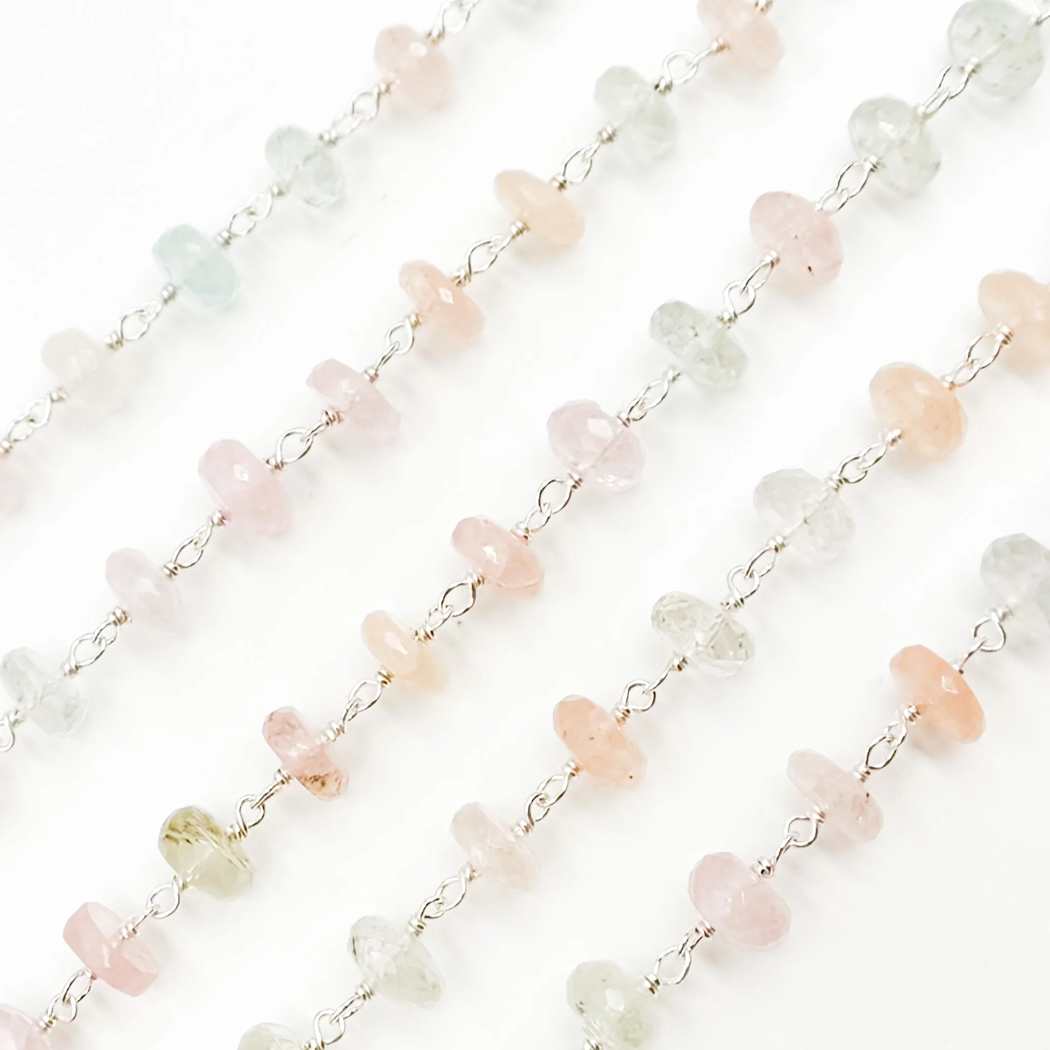 MAQ4. Multi Aquamarine Sterling Silver Wire Chain - Image 2