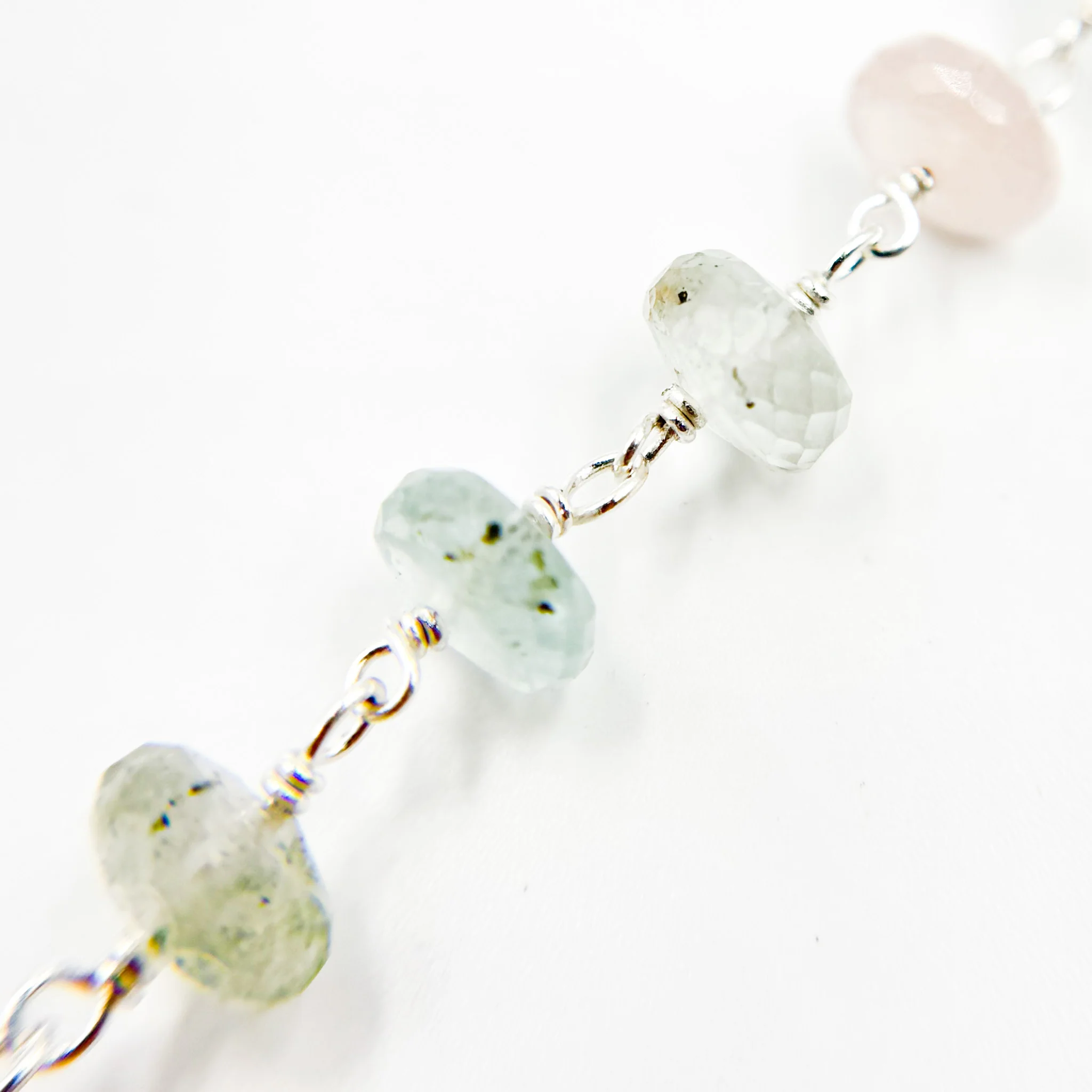 MAQ4. Multi Aquamarine Sterling Silver Wire Chain - Image 3