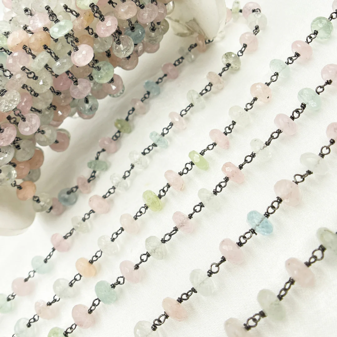 Morganite & Aquamarine Oxidized Wire Chain. MRG3 - Image 6