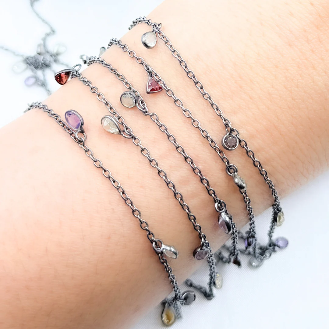 Multi Gemstone Dangle Oxidized Wire Chain. MGS21 - Image 4