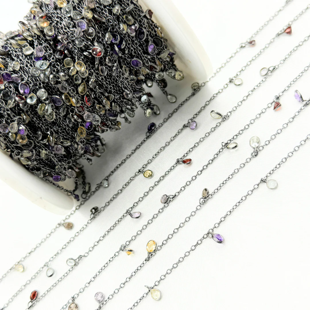 Multi Gemstone Dangle Oxidized Wire Chain. MGS21 - Image 5