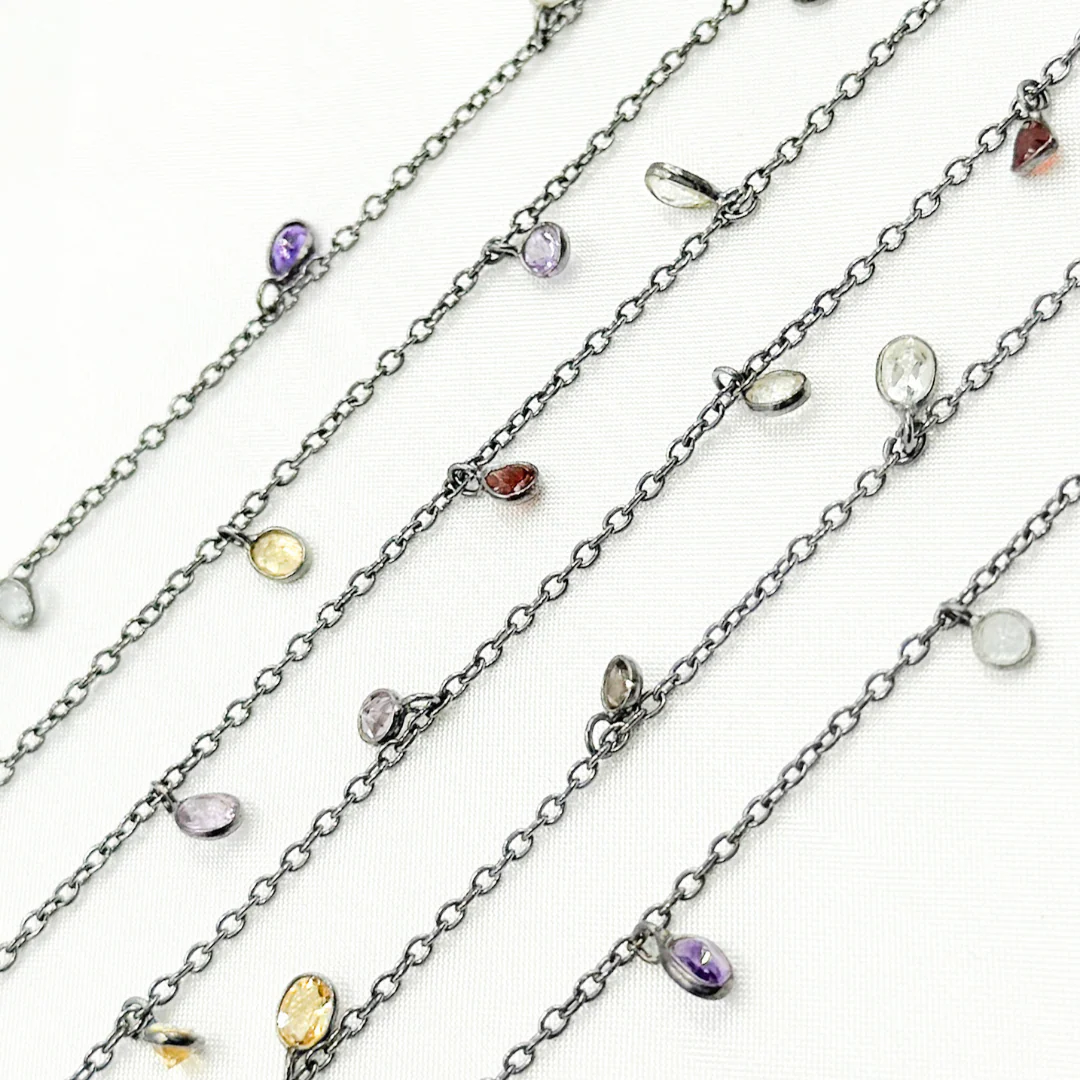 Multi Gemstone Dangle Oxidized Wire Chain. MGS21 - Image 6