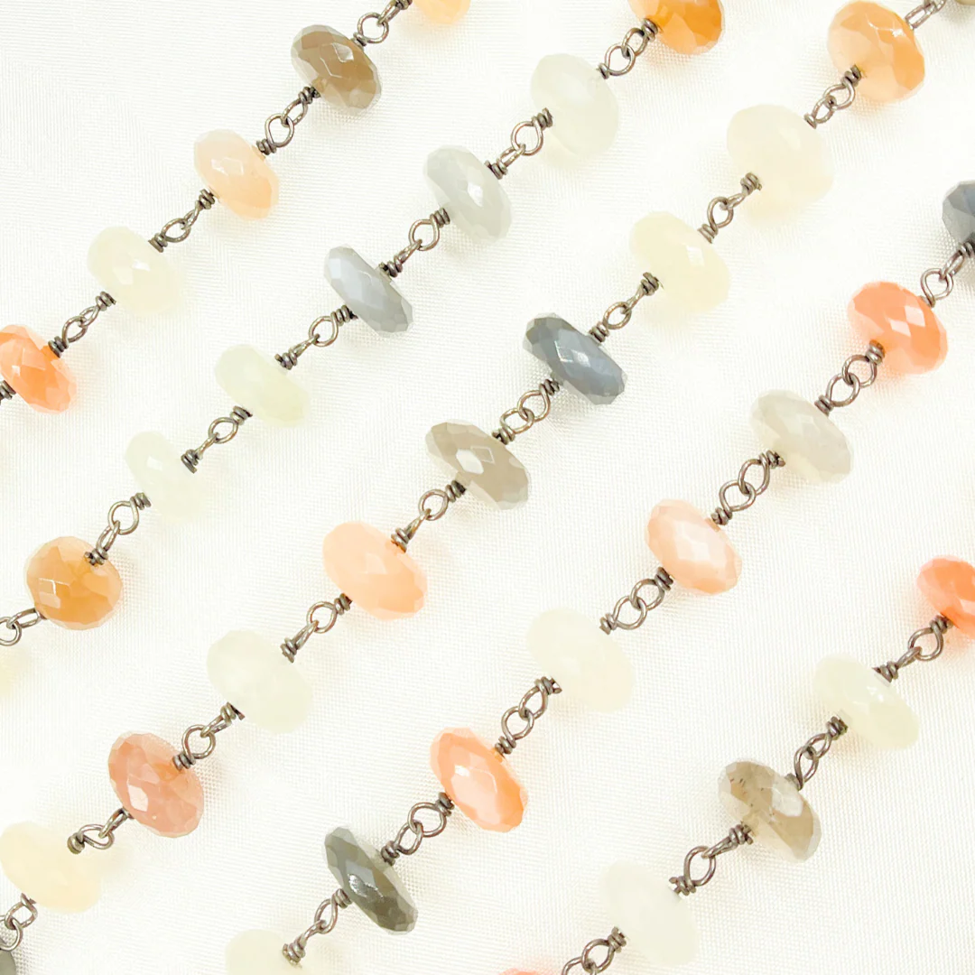 Multi Moonstone Oxidized Wire Chain. MMS8 - Image 2