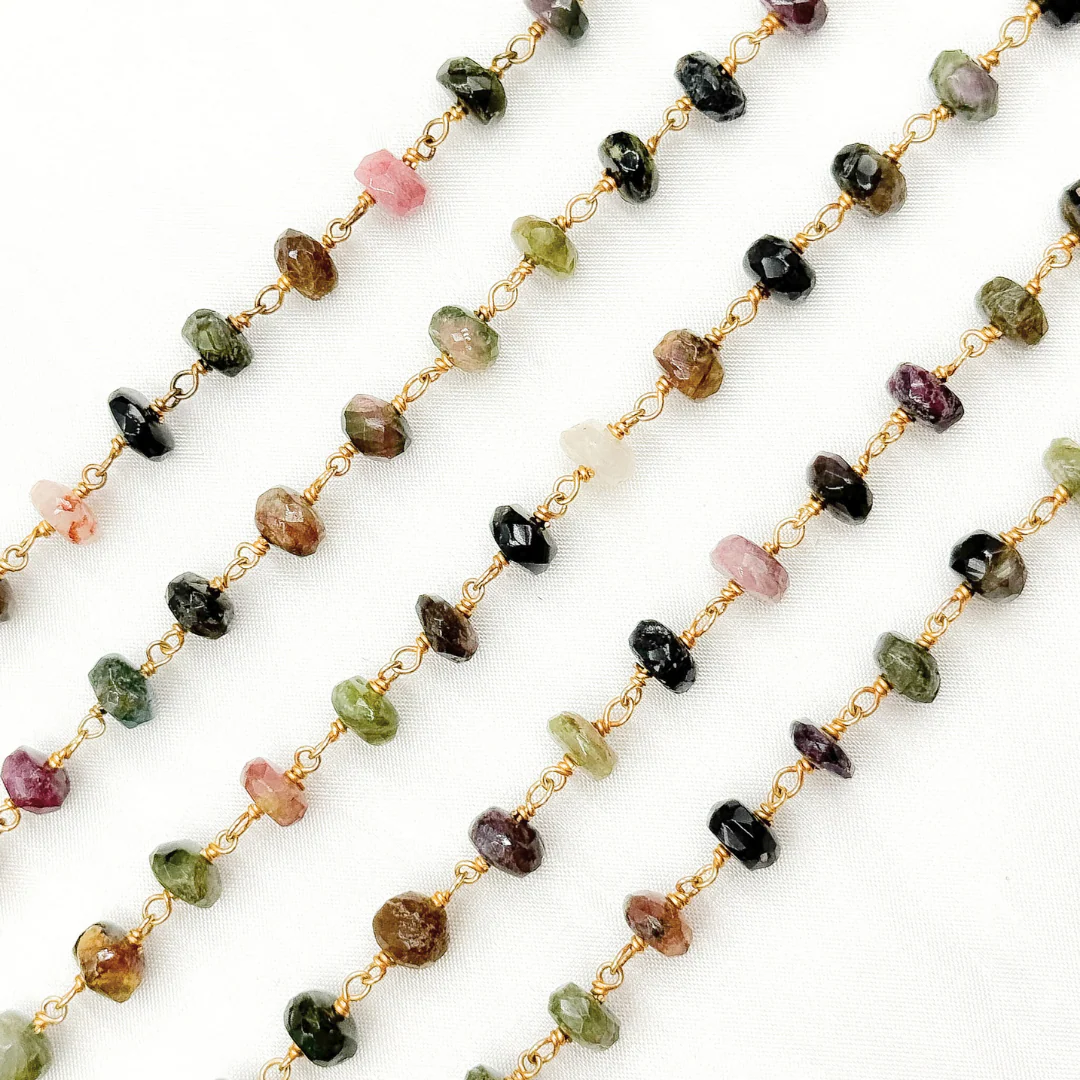 Multi Tourmaline Gold Plated Wire Chain. MTO5 - Image 2