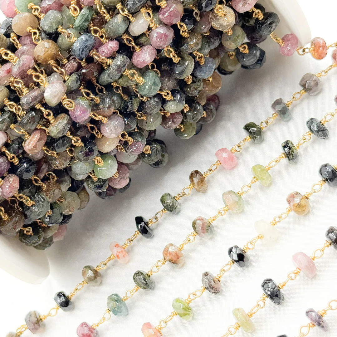 Multi Tourmaline Gold Plated Wire Chain. MTO5 - Image 5