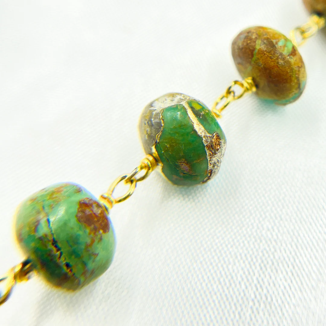 TRQ21. Copper Turquoise Gold Plated Wire Chain - Image 3