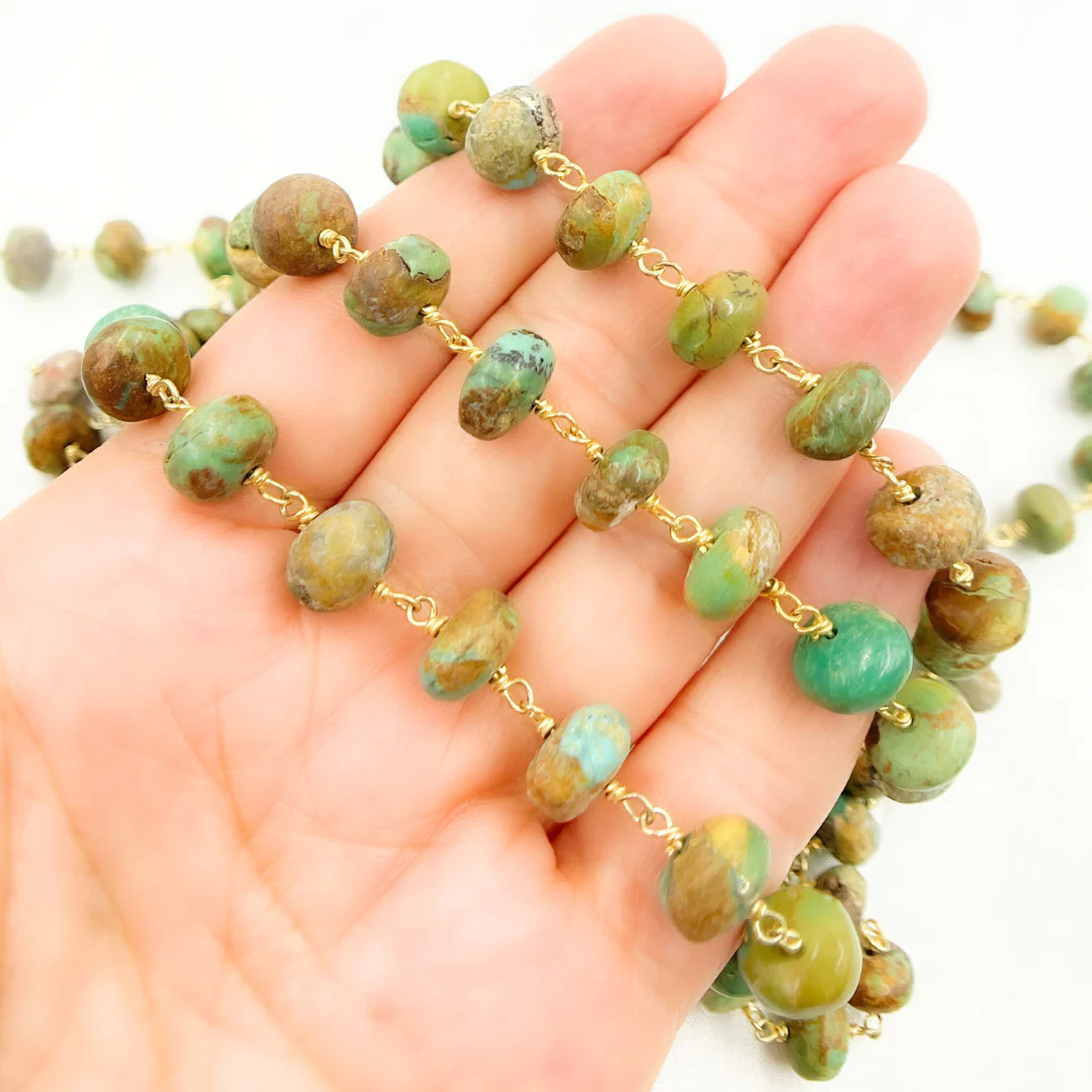TRQ21. Copper Turquoise Gold Plated Wire Chain - Image 8