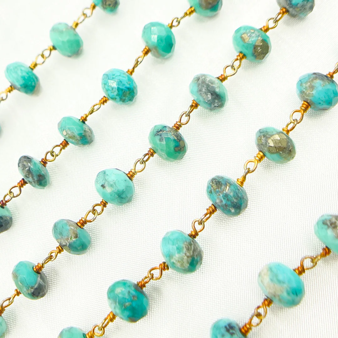 Natural Turquoise Gold Plated Wire Chain. TRQ22 - Image 3
