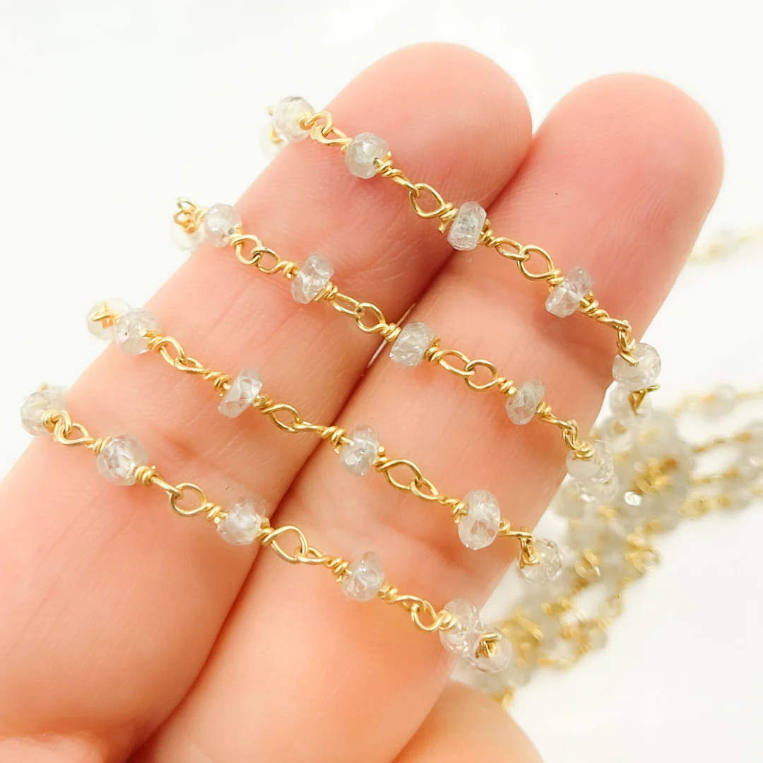 Natural Zircon Gold Plated Wire Chain. NZ3 - Image 3