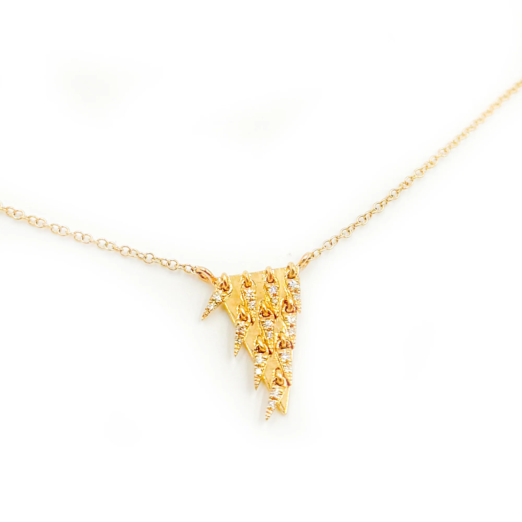 NFA72325. 14K Solid Yellow Gold Diamond Triangle Dangle Necklace - Image 3