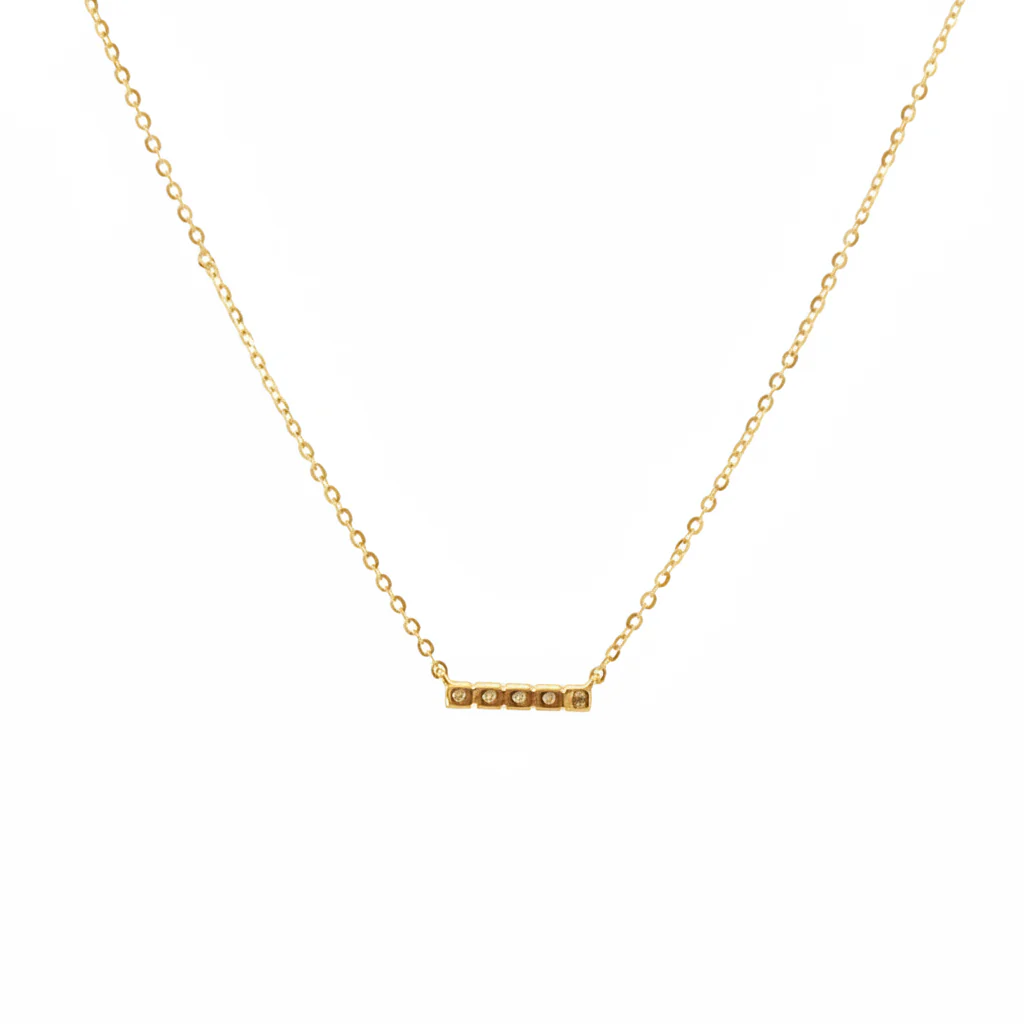 NFB72842. 14K Solid Gold Bar Diamond Necklace - Image 6