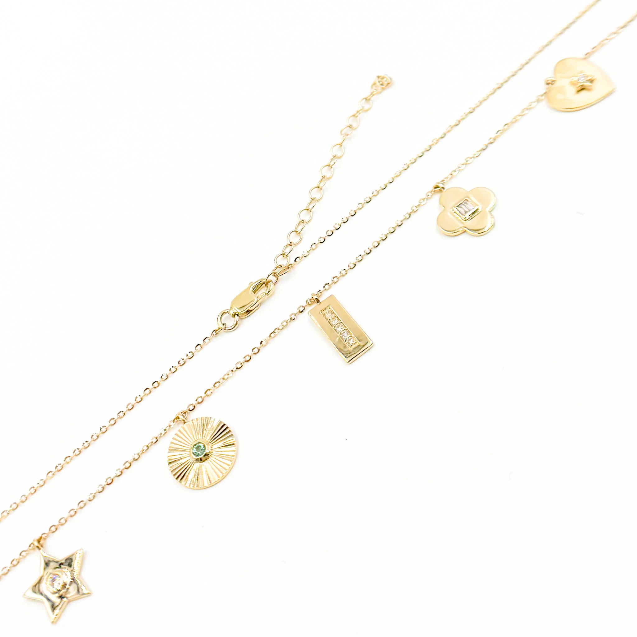NFC72159EM. 14K Solid Gold Diamond and Emerald Mix Shapes Fancy Necklace - Image 8