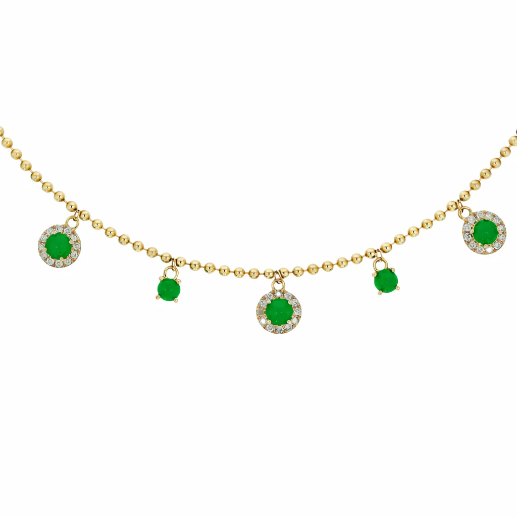 NFE72365. 14K Solid Gold Round Gemstone and Diamond Fancy Necklace - Image 6
