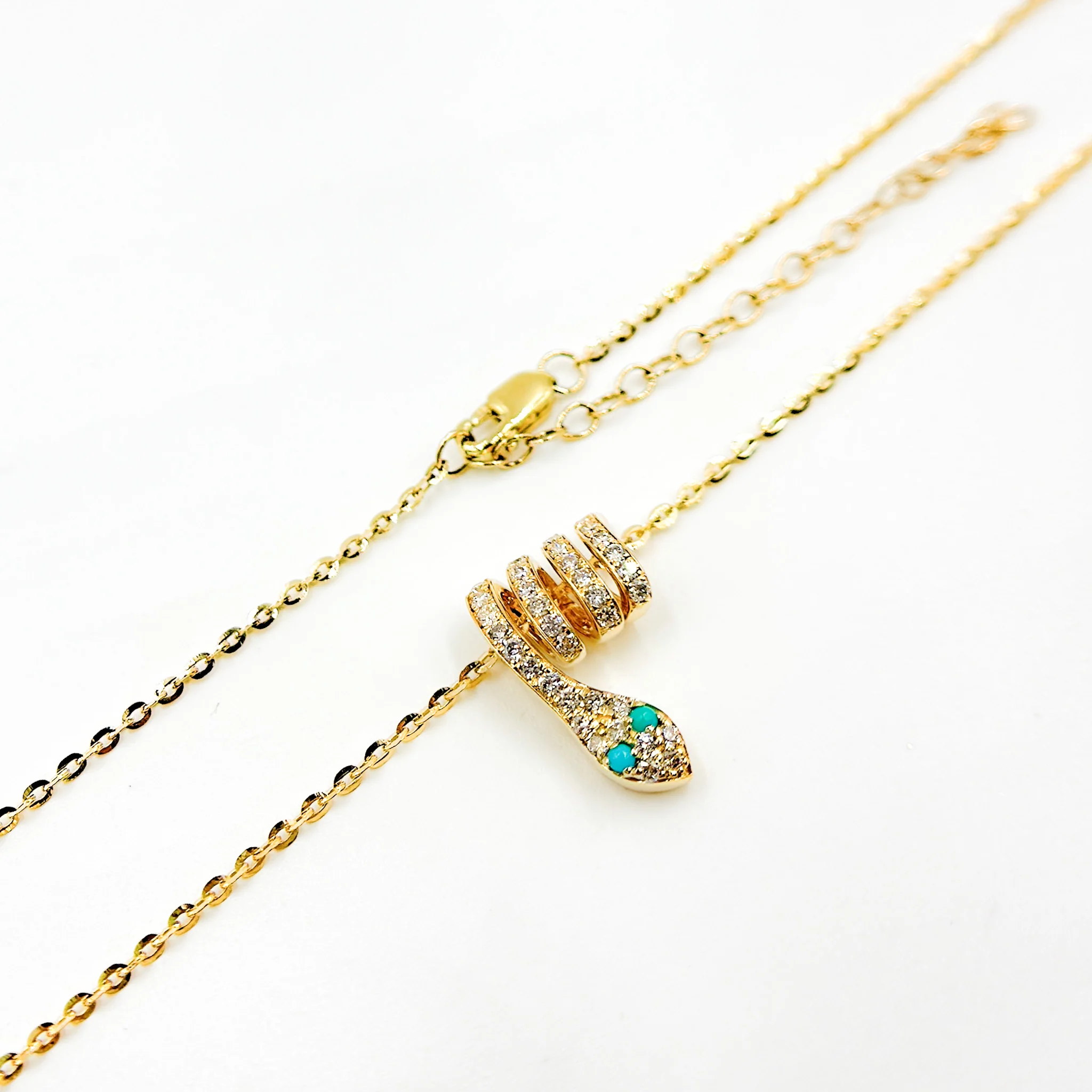 NFF72315. 14k Solid Gold Diamond and Gemstone Snake Necklace - Image 8
