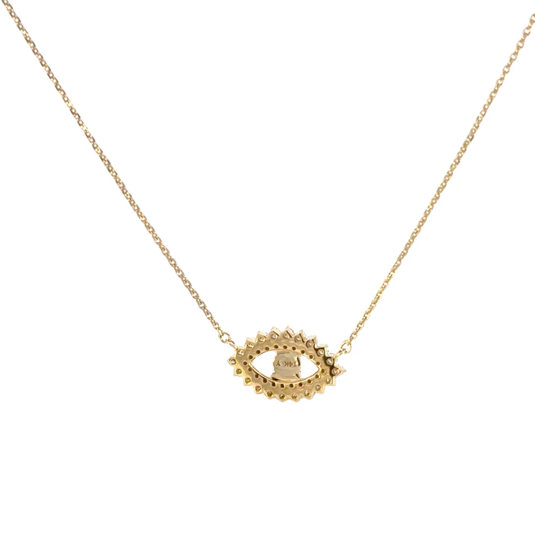 NFG71492TQ. 14K Solid Gold Diamond and Turquoise Eye Necklace - Image 5