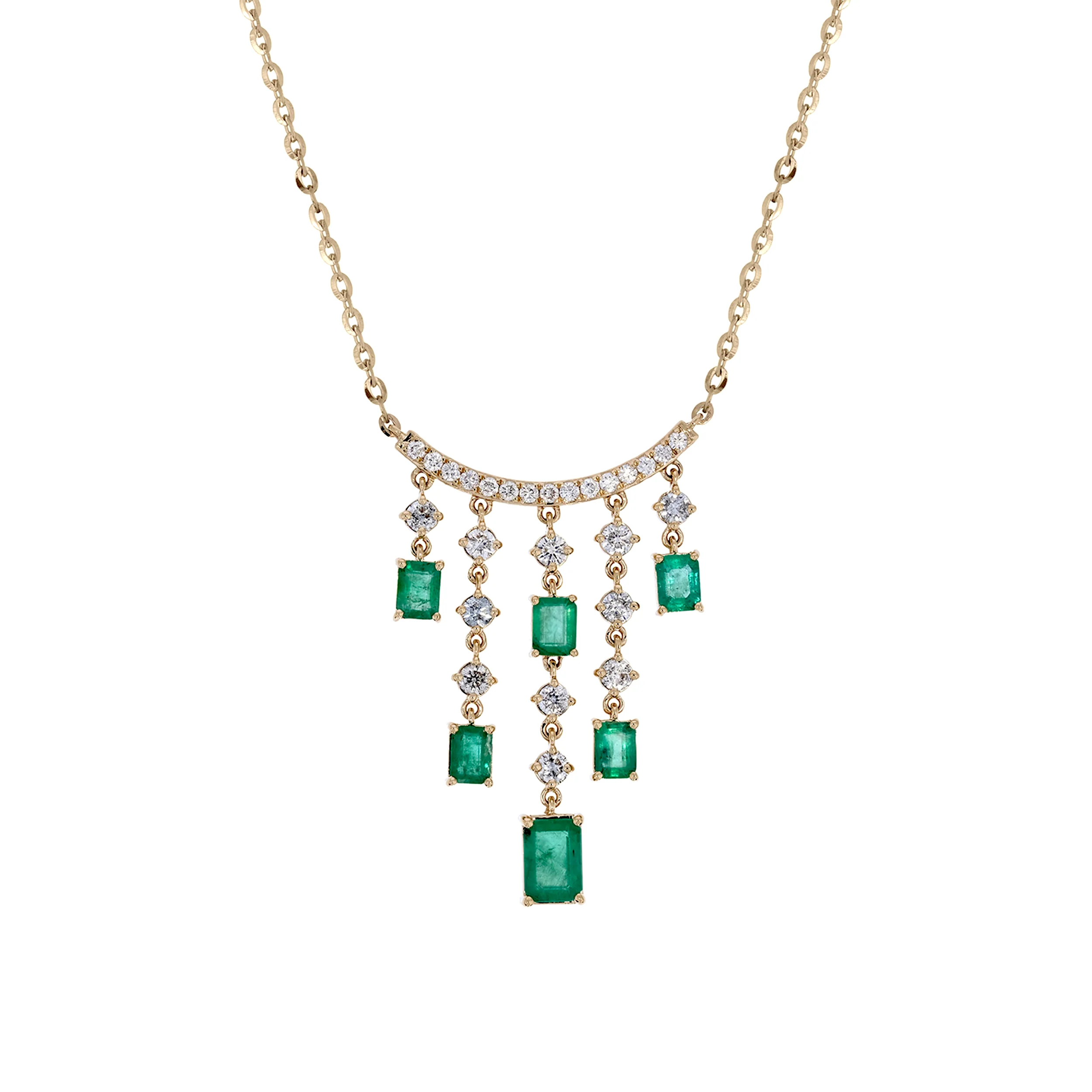 NFI72687EM. 14K Solid Gold Diamond and Gemstone Dangle Necklace