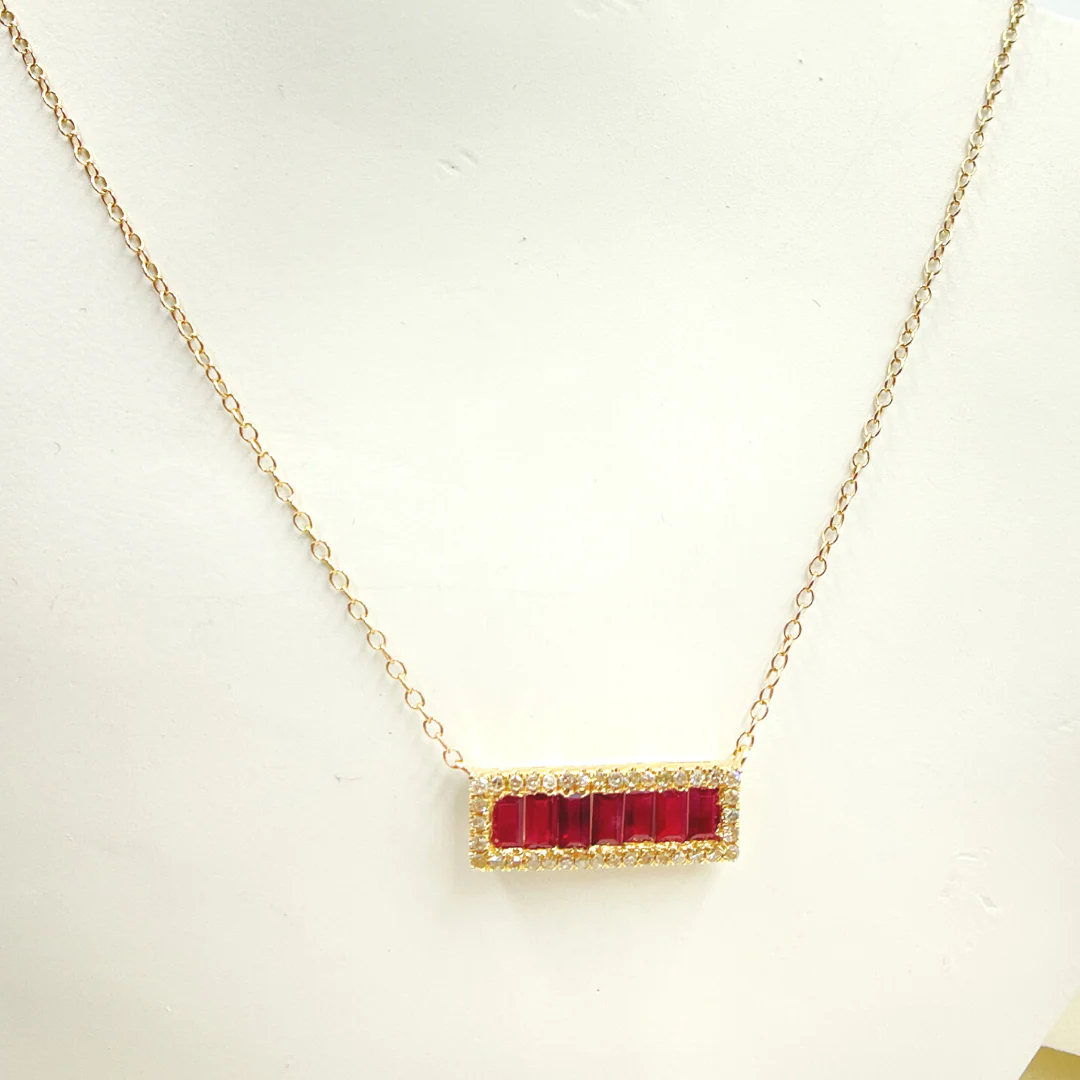 NFN71044. 14k Solid Gold Diamond & Gemstone Necklace - Image 10