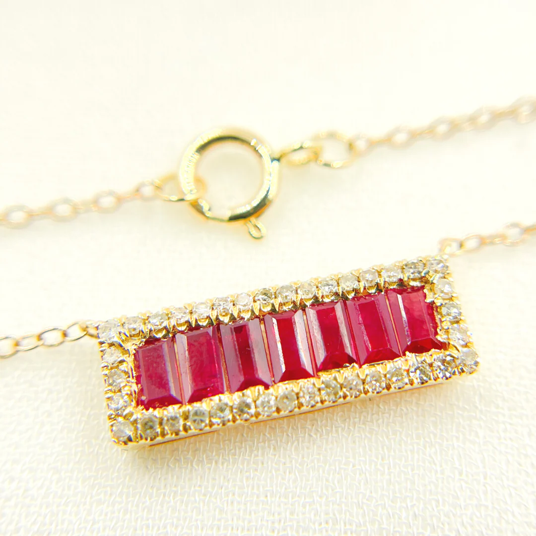 NFN71044. 14k Solid Gold Diamond & Gemstone Necklace - Image 11