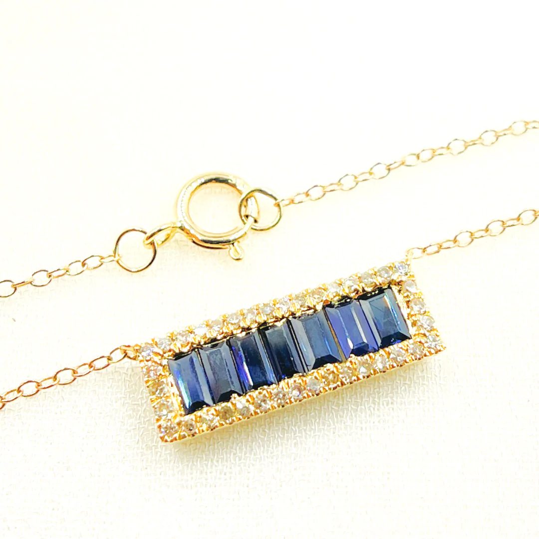 NFN71044. 14k Solid Gold Diamond & Gemstone Necklace - Image 5
