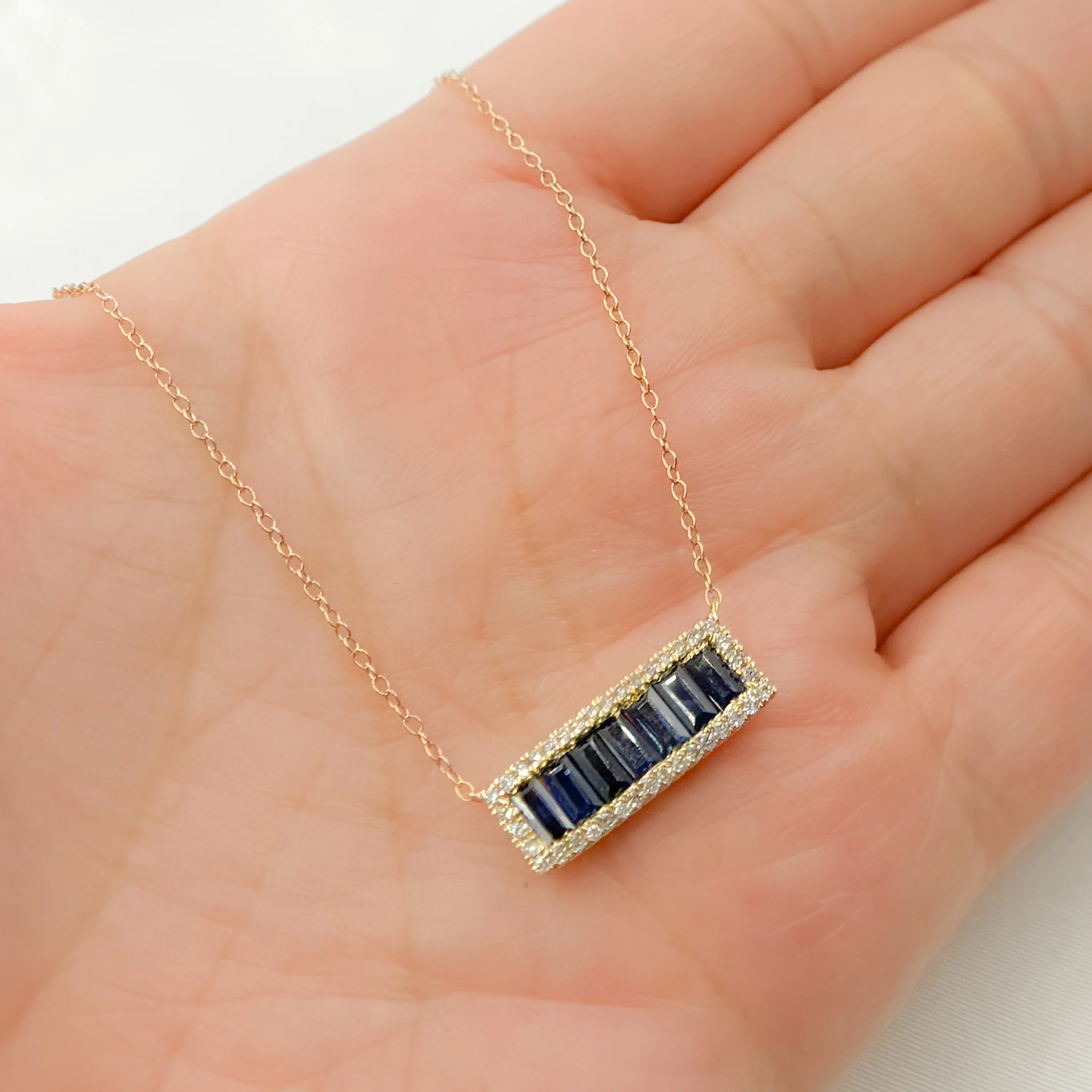 NFN71044. 14k Solid Gold Diamond & Gemstone Necklace - Image 6