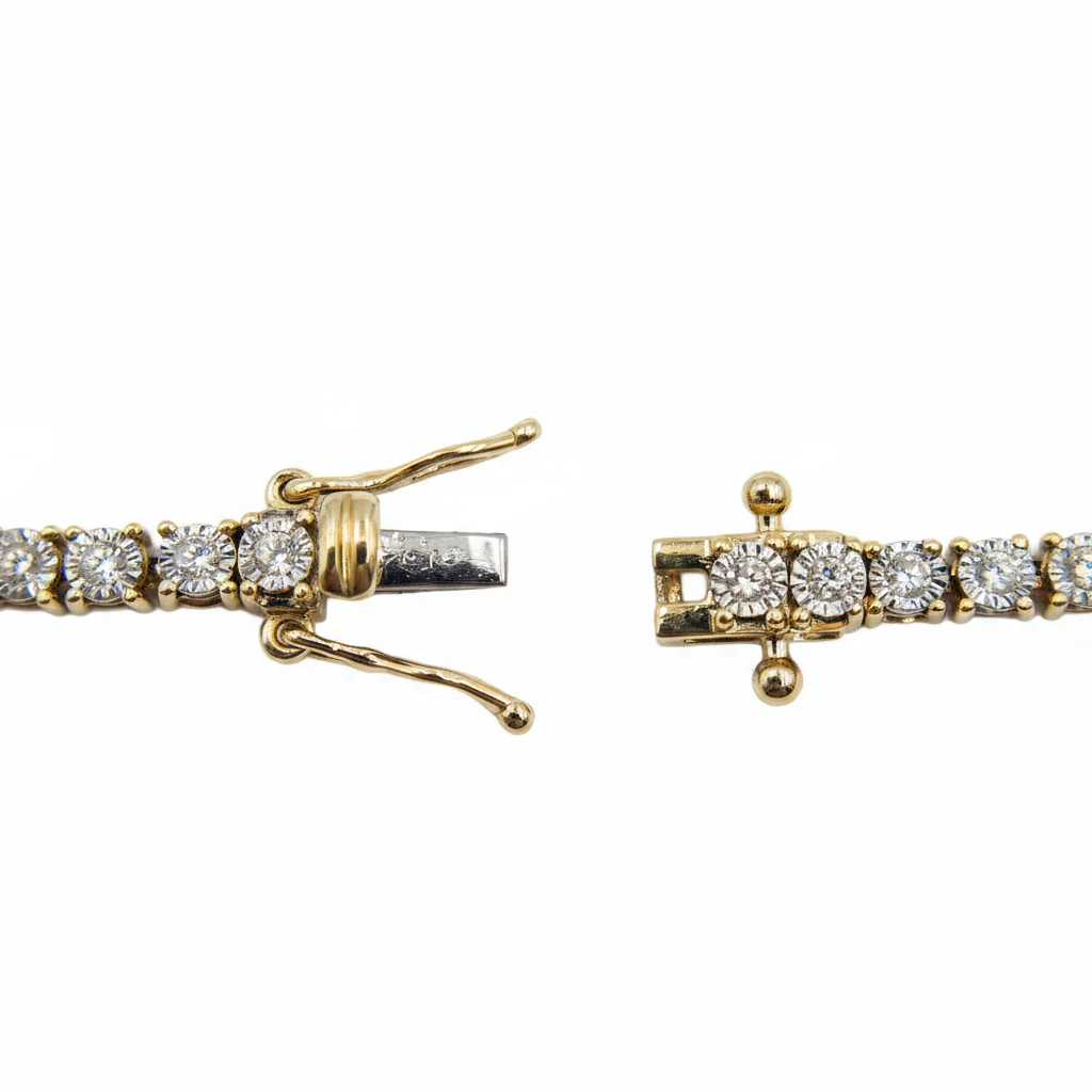 NFP71363. 14K Solid Gold Diamond Tennis Necklace - Image 3