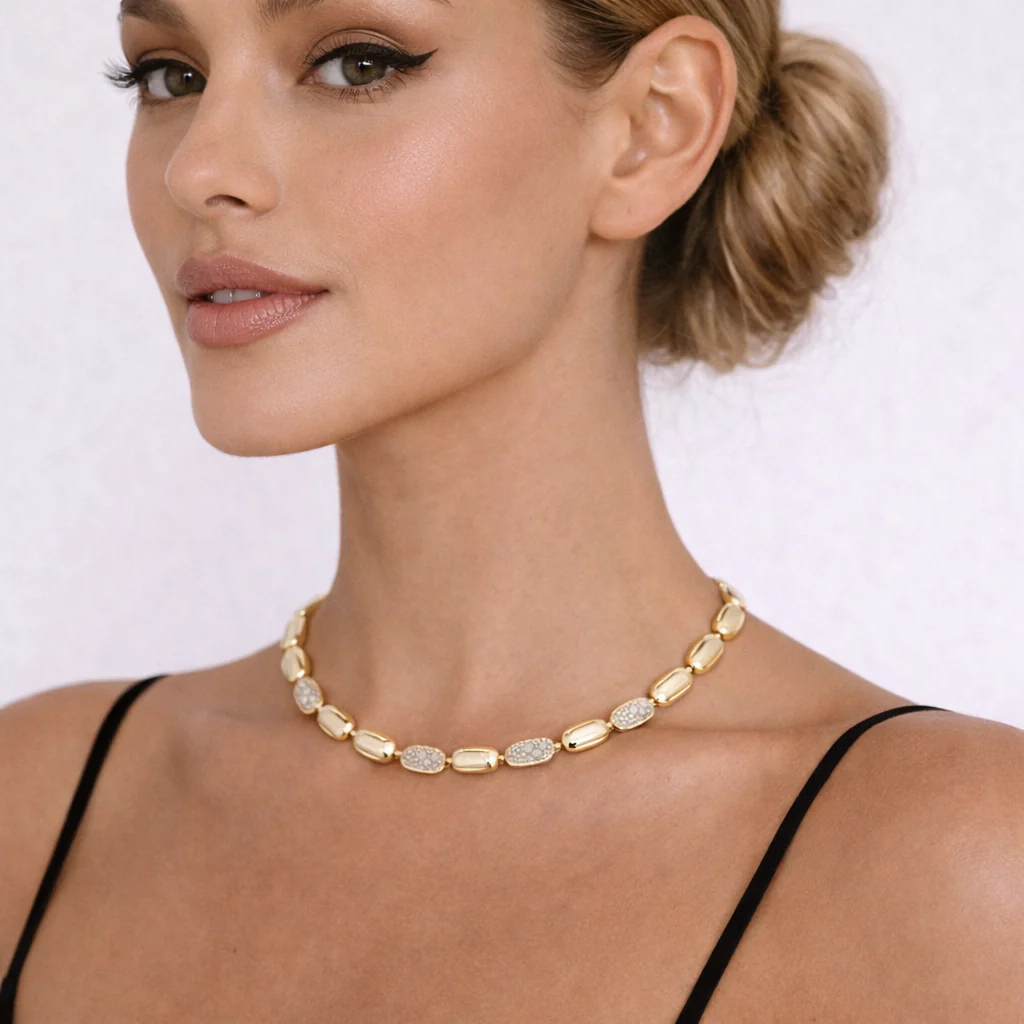 NFQ72701. 14K Solid Gold Diamond Fancy Necklace - Image 2
