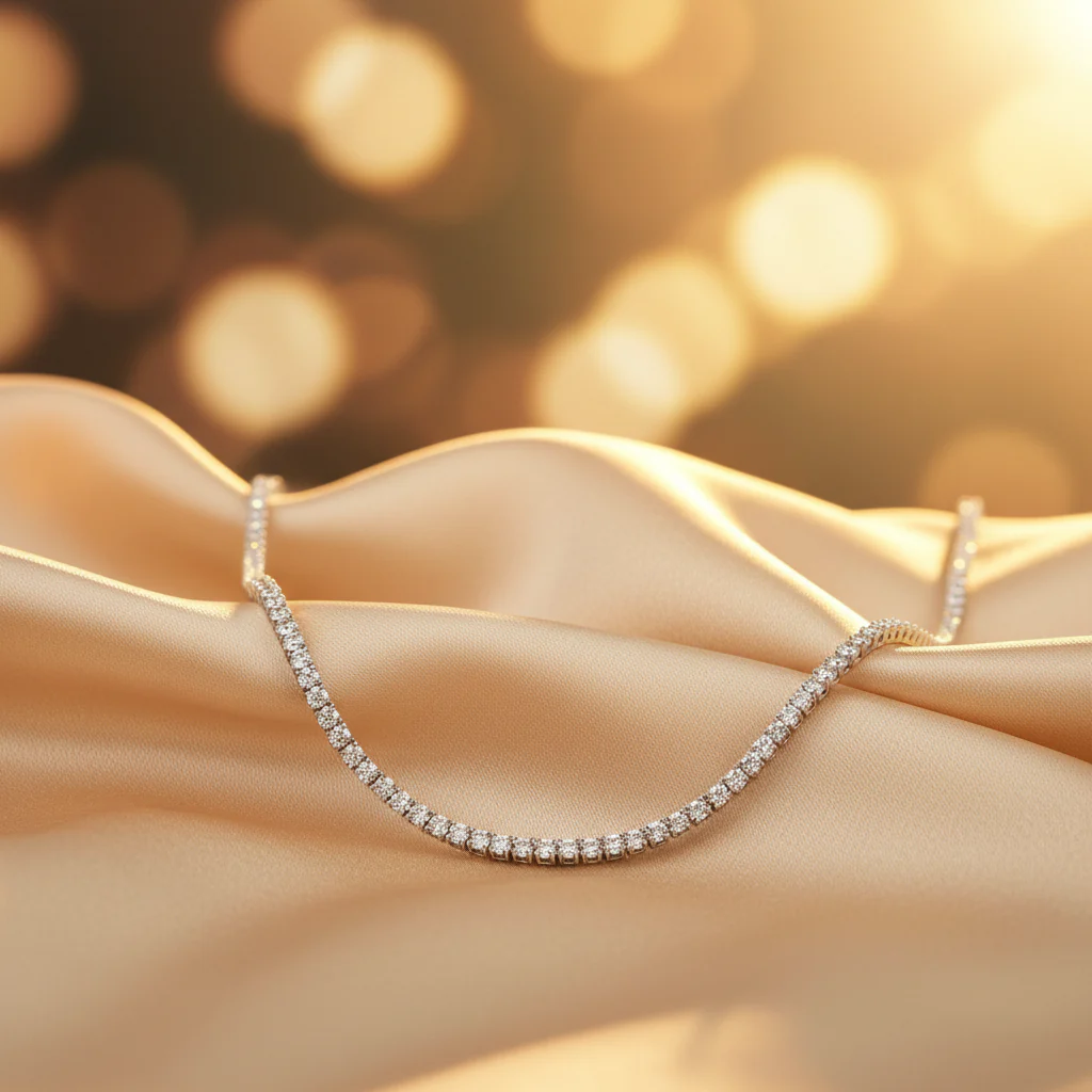 NFR71363. 14K Solid Gold Diamond Tennis Necklace - Image 4