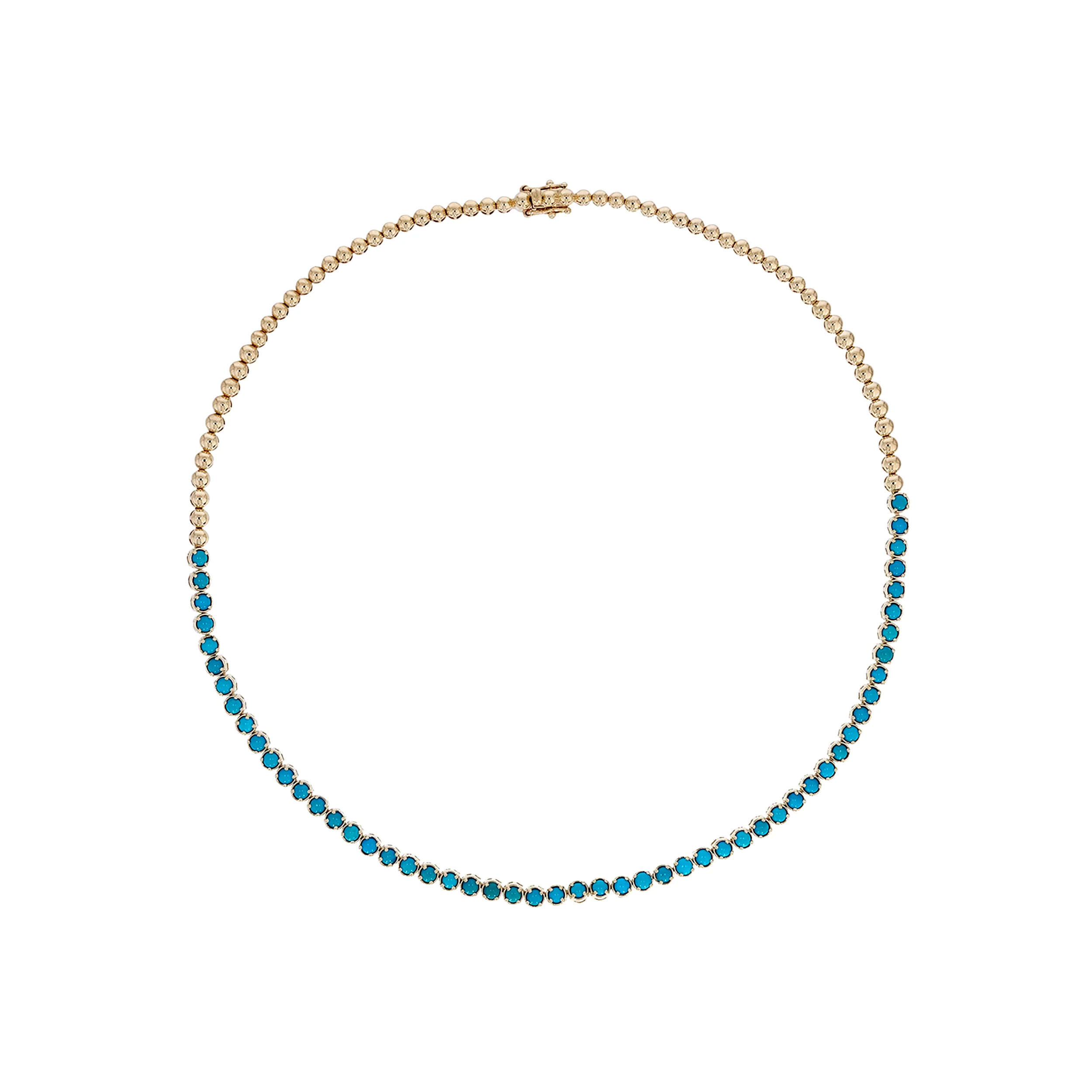 NFT72614TQ. 14K Solid Gold Turquoise Fancy Necklace