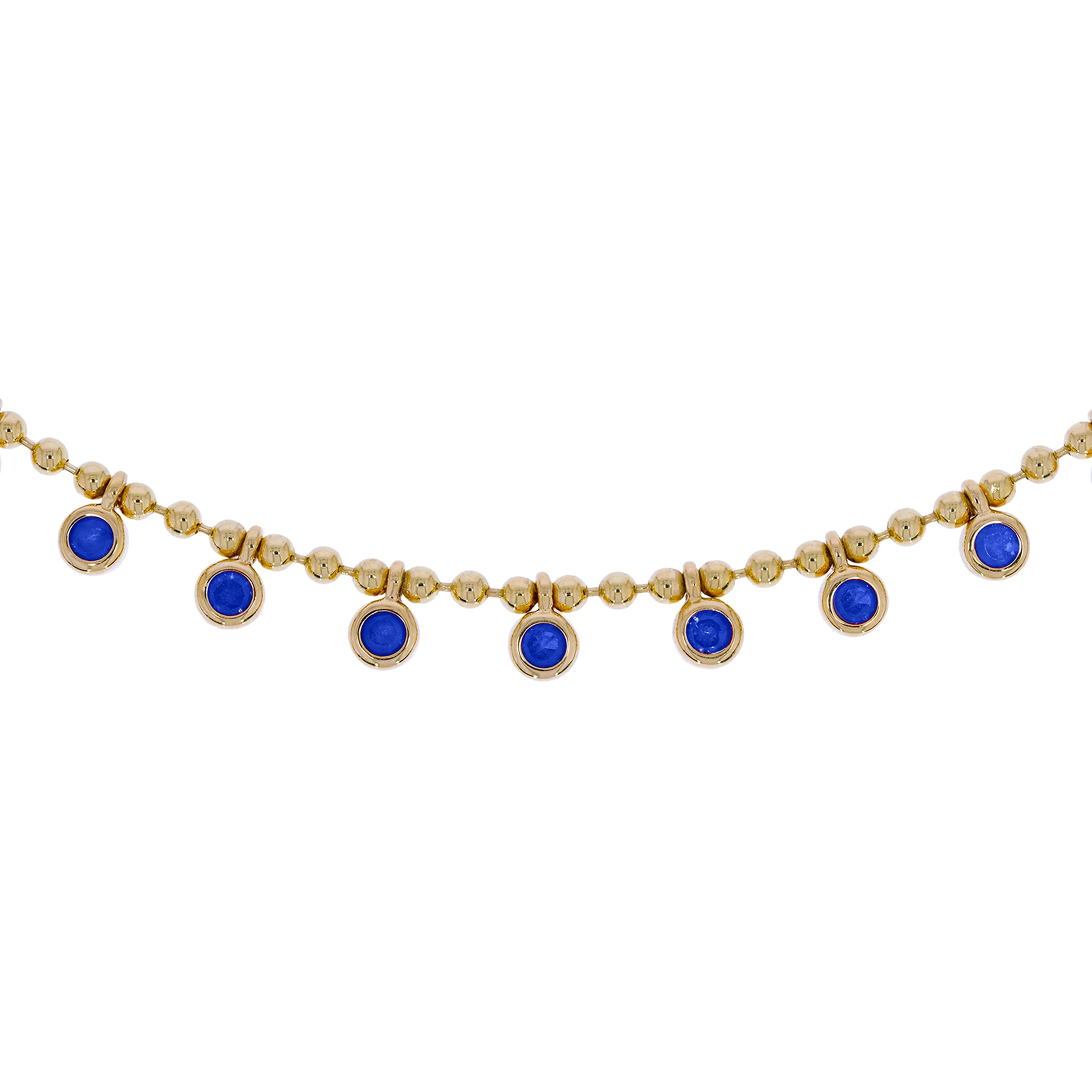 NFZ71947. 14K Solid Gold Ball Gemstone Necklace - Image 4