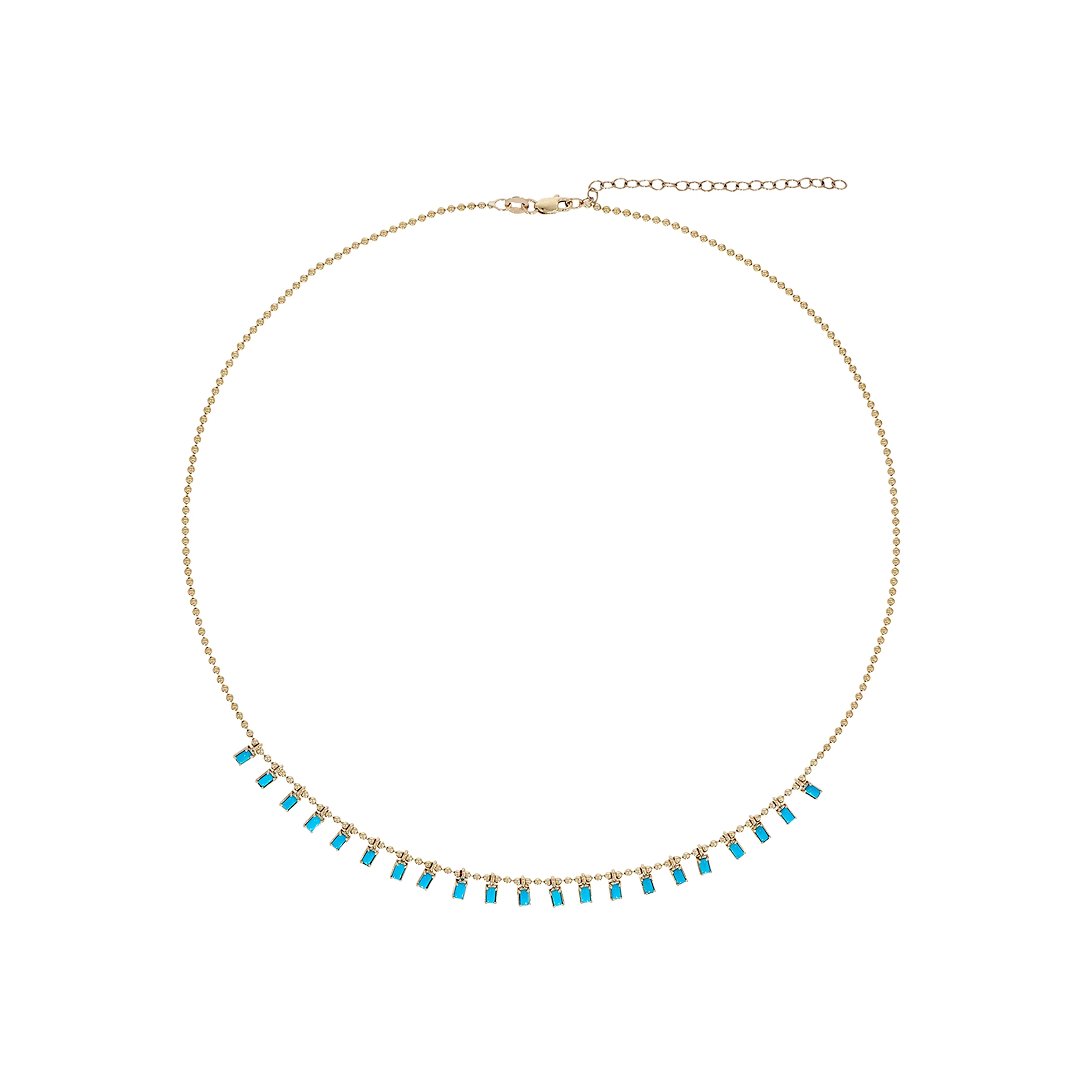 NFZ71948. 14K Solid Gold Gemstone Dangle Rectangle Necklace - Image 3