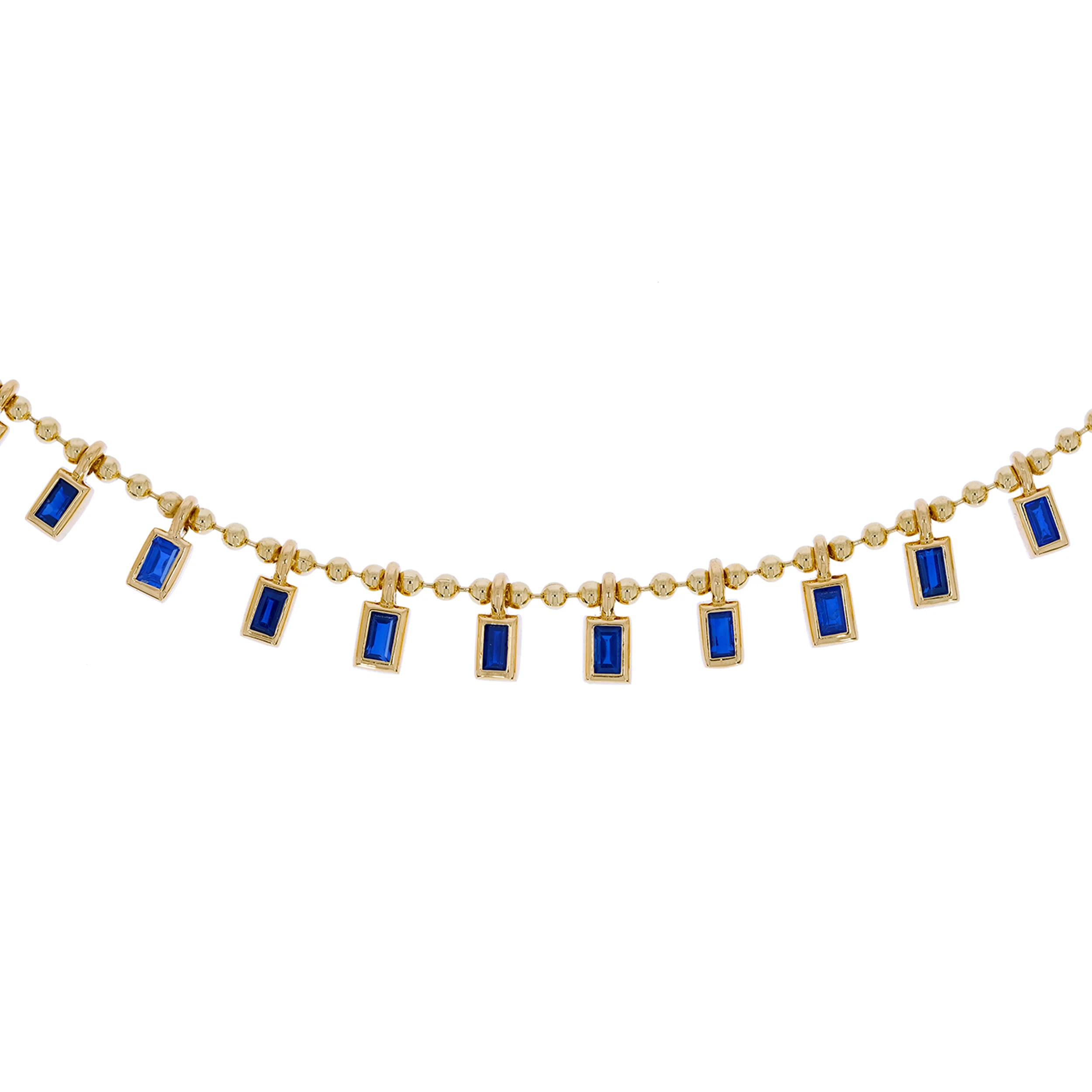 NFZ71948. 14K Solid Gold Gemstone Dangle Rectangle Necklace - Image 6