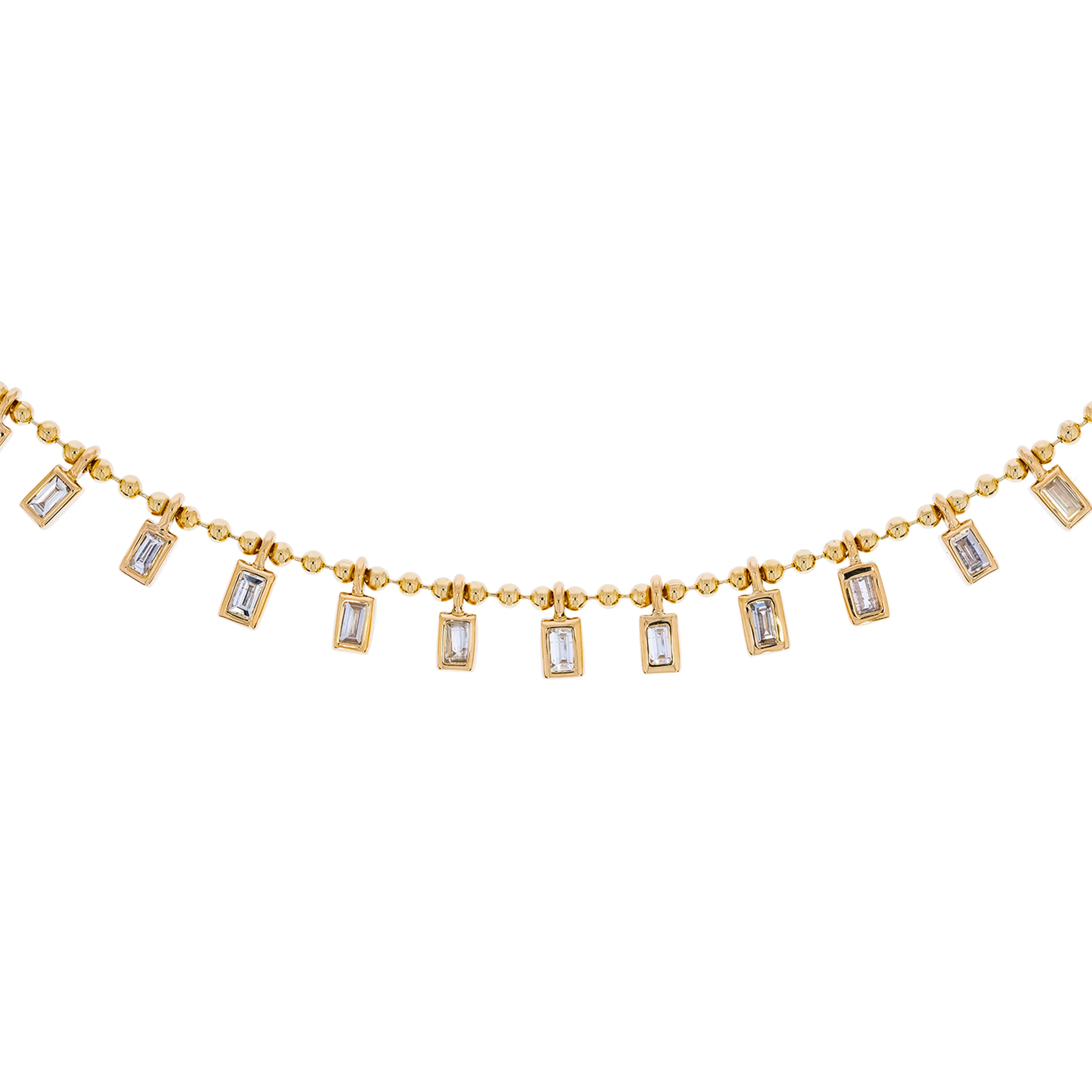 NFZ71948. 14K Solid Gold Gemstone Dangle Rectangle Necklace - Image 8