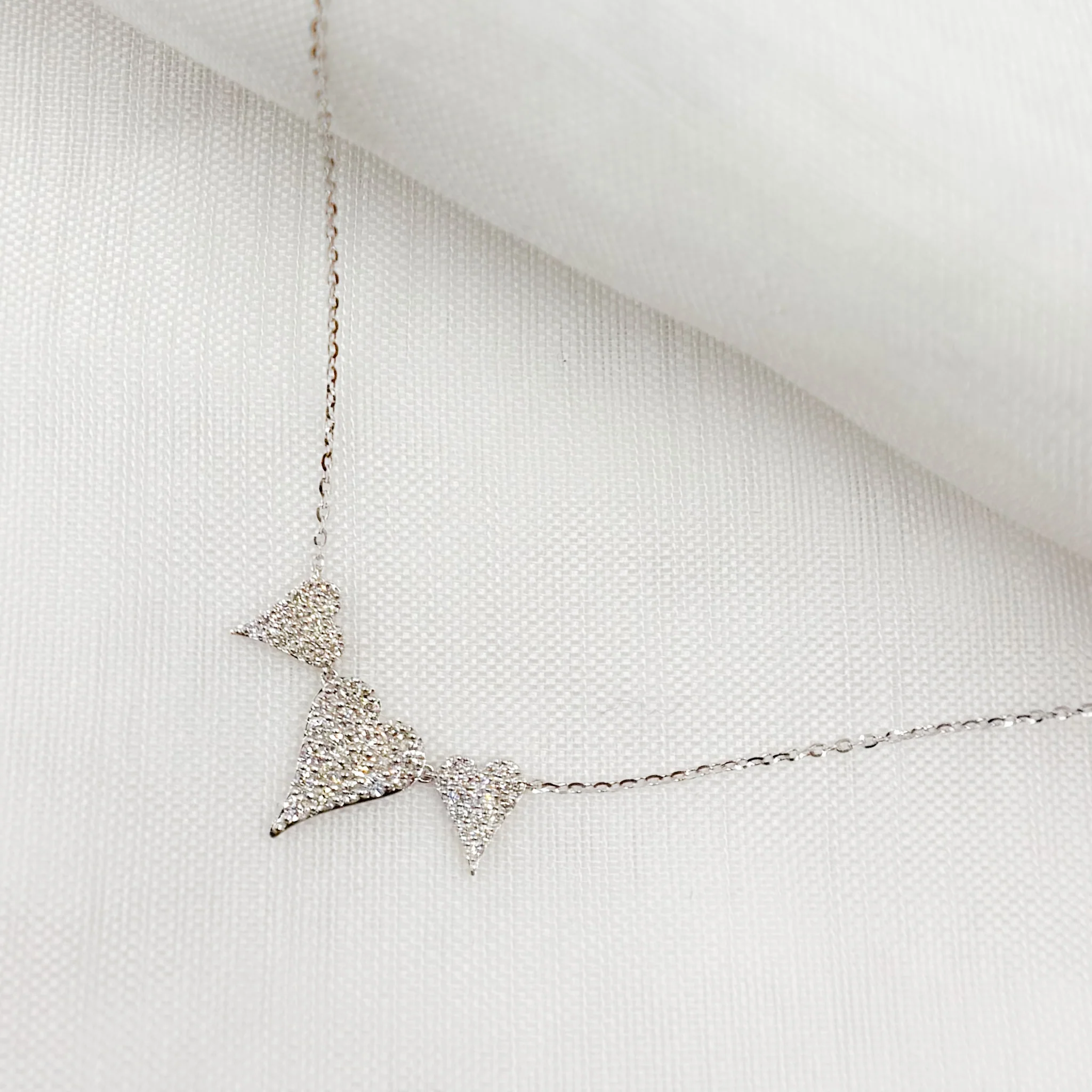 NT402973. 14K Solid Gold 3 Hearts Dainty Tiny Necklace - Image 6
