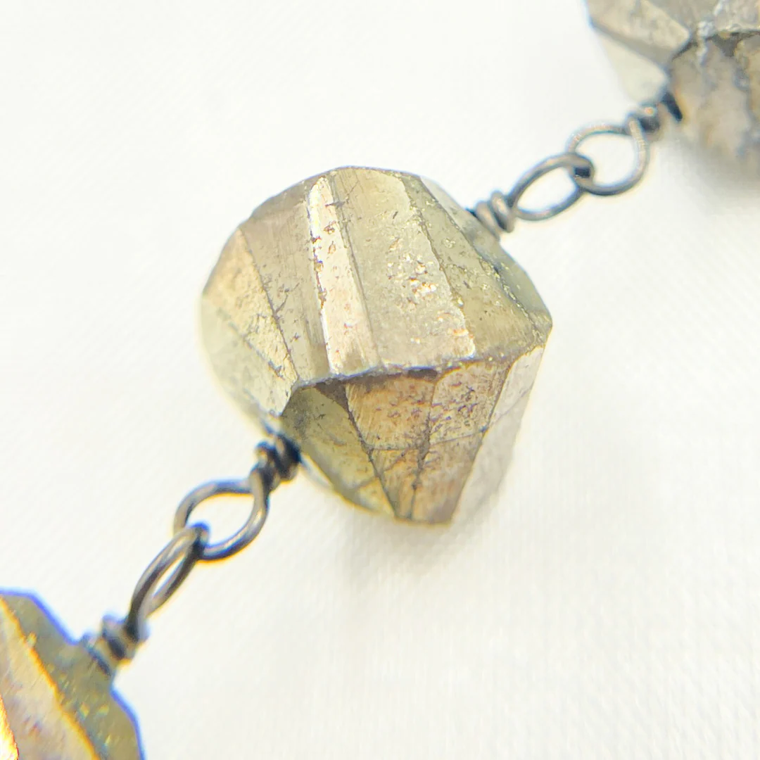 Nugget Pyrite Oxidized 925 Sterling Silver Wire Chain. PYR11 - Image 6