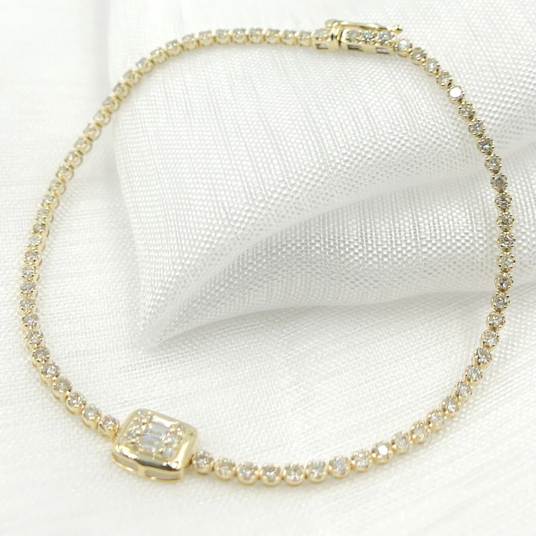 TJ0017. 14k Solid Gold Diamond Bracelet