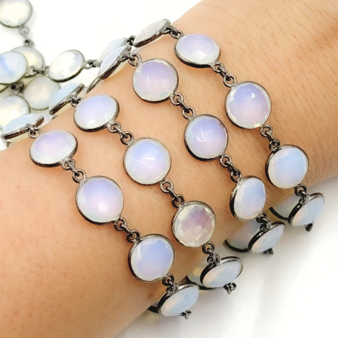 Opalite Round Shape Oxidized Wire Chain. OPA1