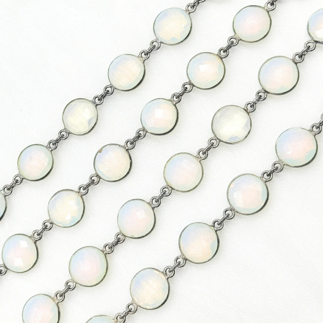Opalite Round Shape Oxidized Wire Chain. OPA1 - Image 4