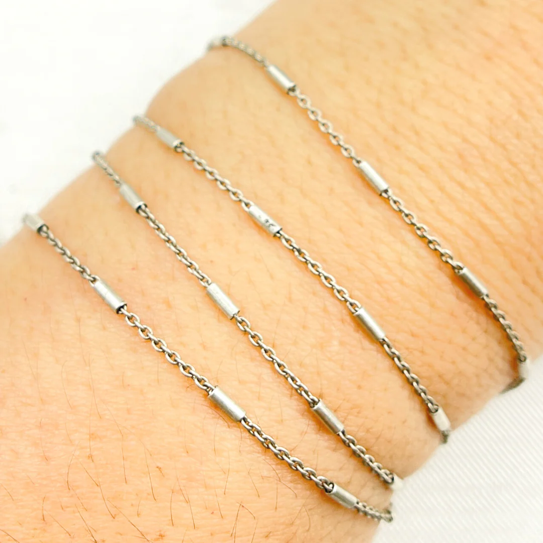Z9OX. Oxidized Sterling Silver Satellite Chain - Image 3