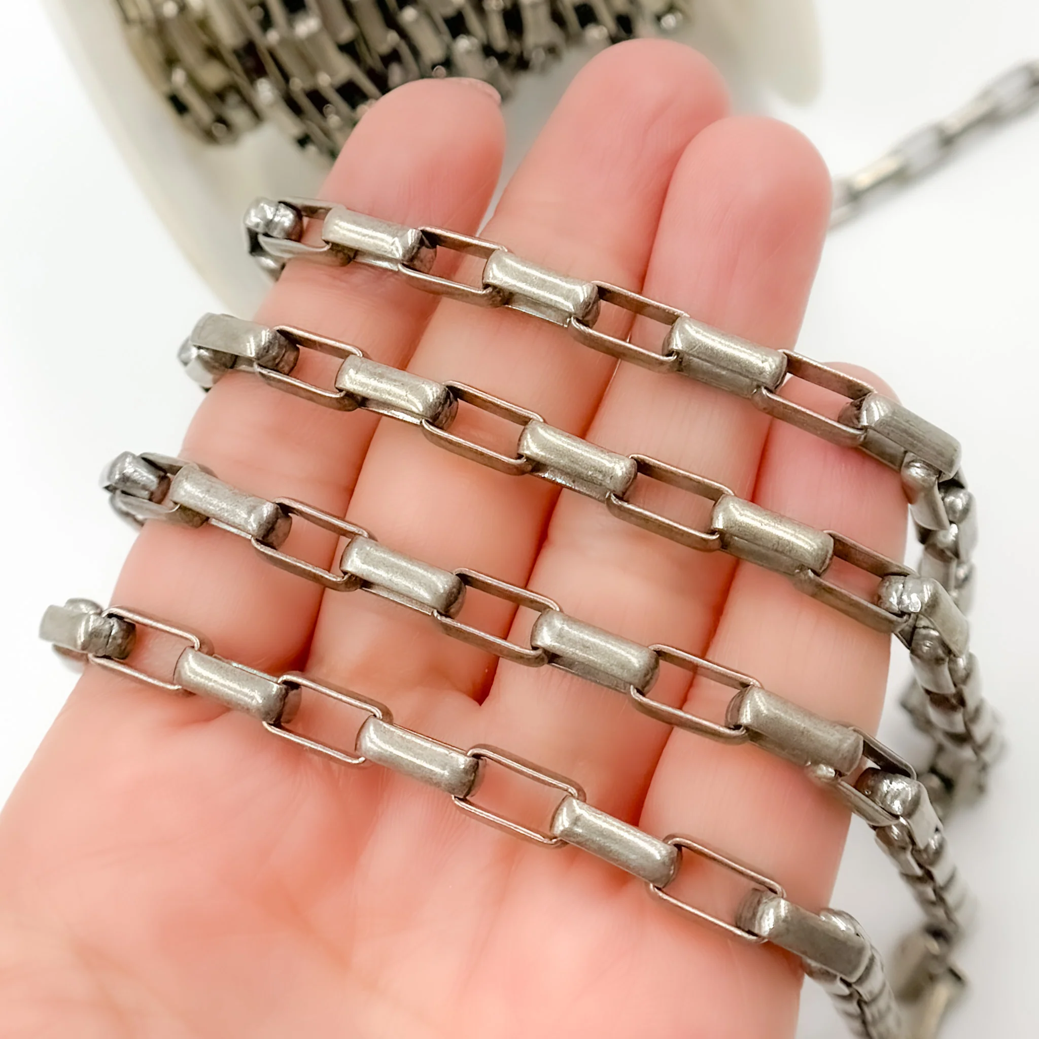 502OX-Y143OX. Oxidized Sterling Silver Smooth Box Chain