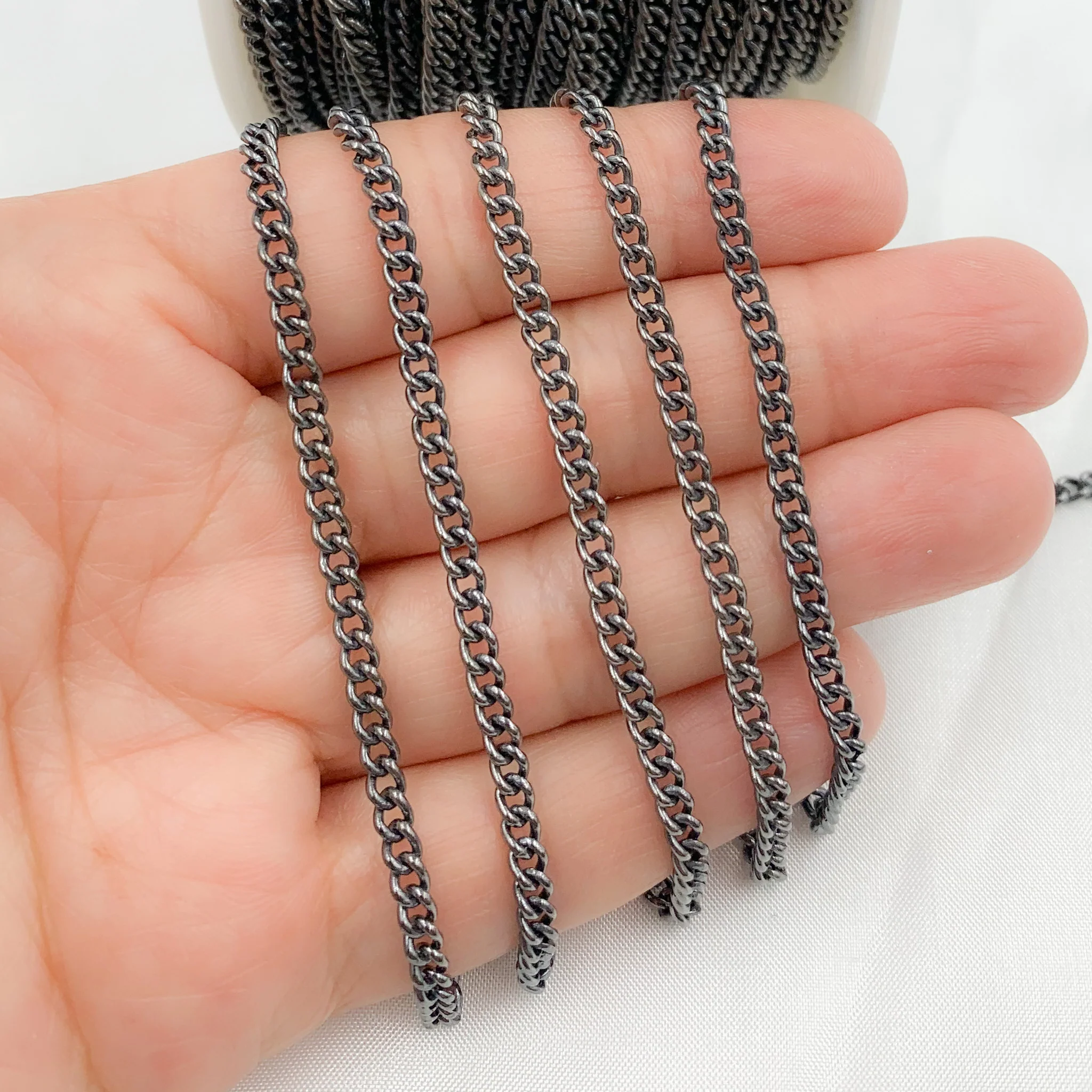 Y1OX. Oxidized Sterling Silver Curb Chain