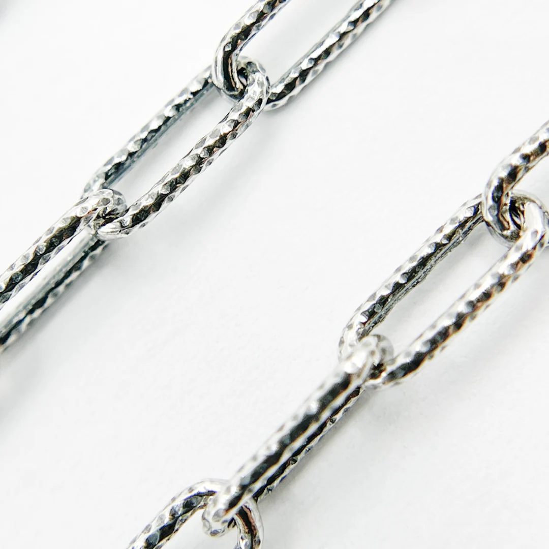 Y42OX. Oxidized Sterling Silver Diamond Cut Paperclip Chain - Image 3