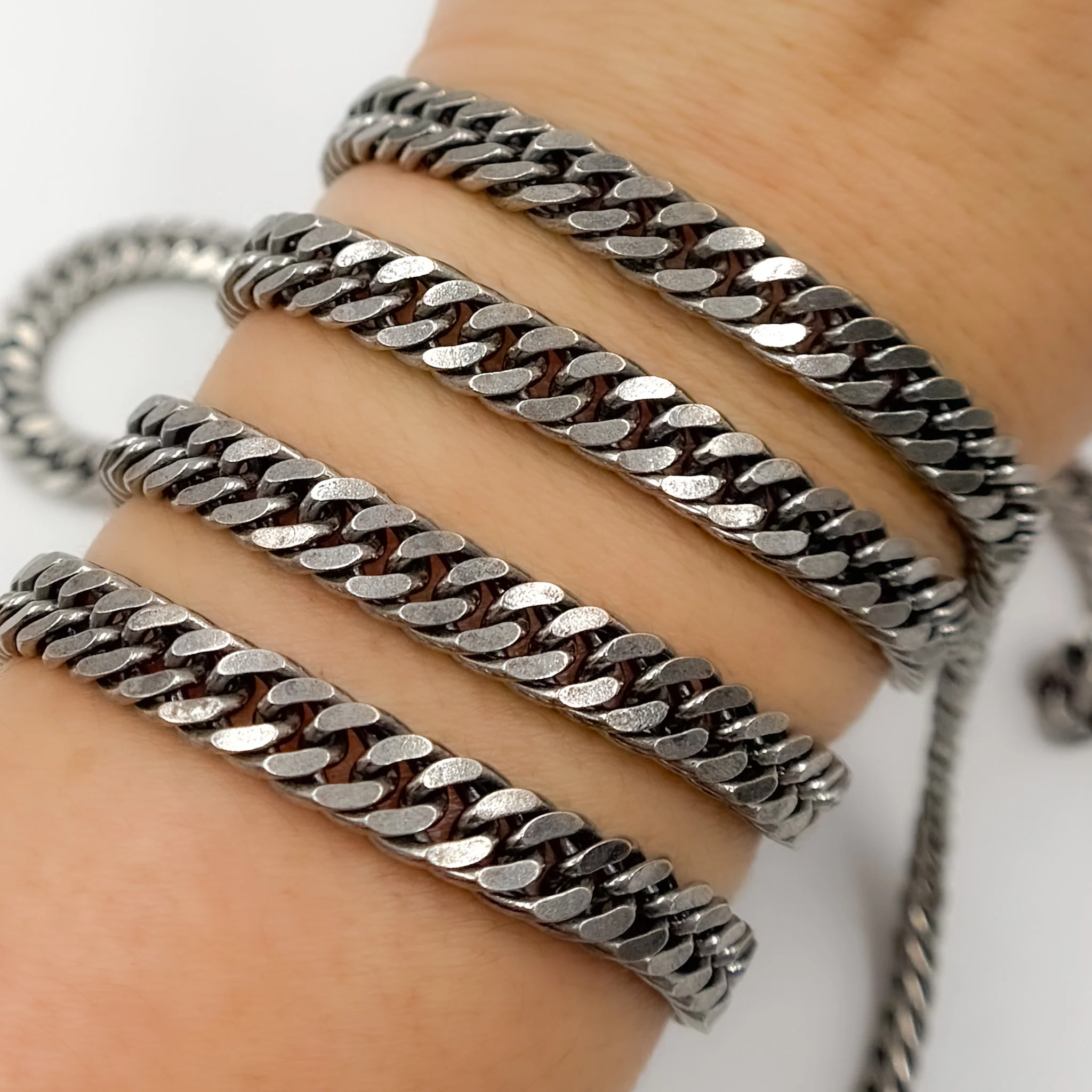Y69OX. Oxidized Sterling Silver Double Curb Chain - Image 2
