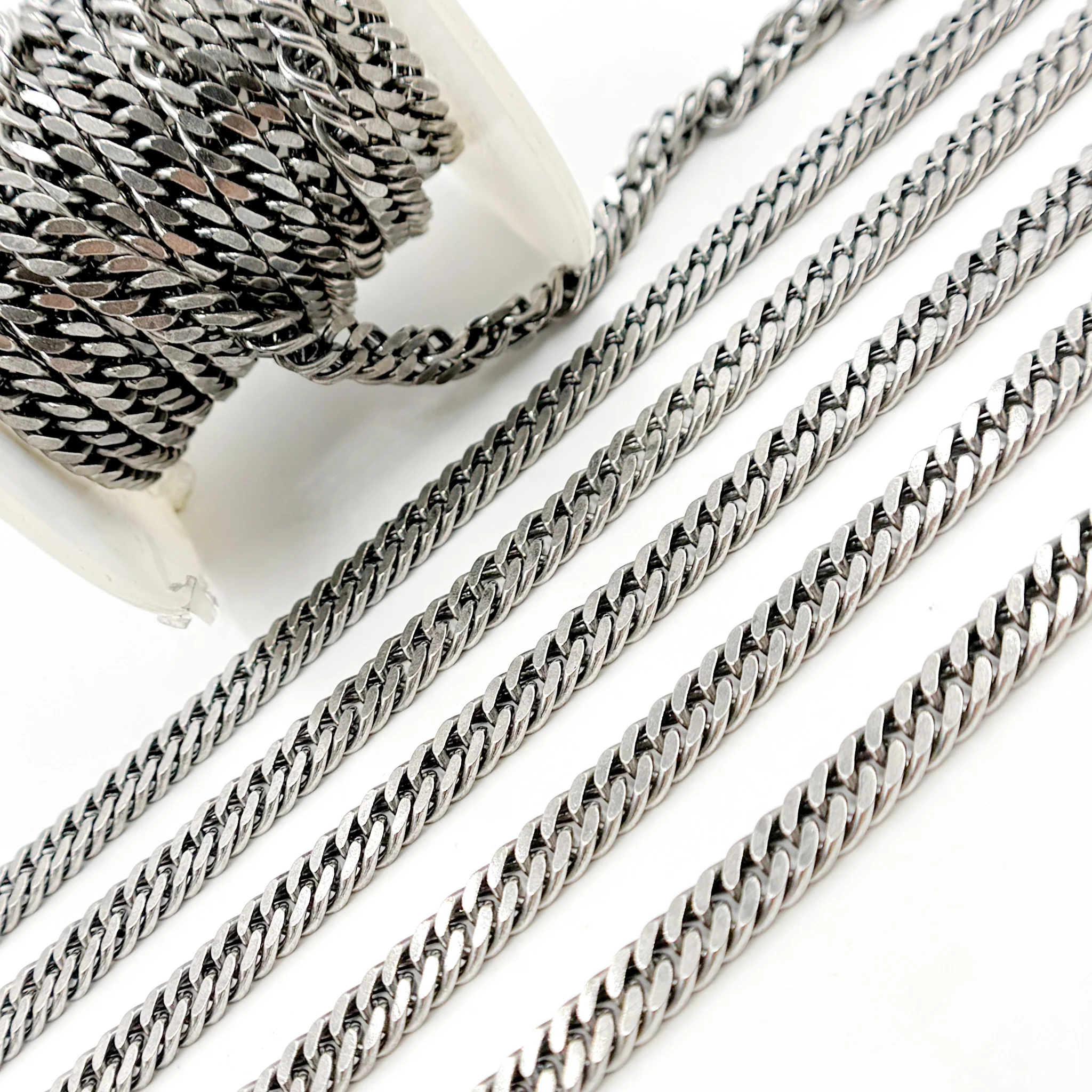 Y69OX. Oxidized Sterling Silver Double Curb Chain - Image 4