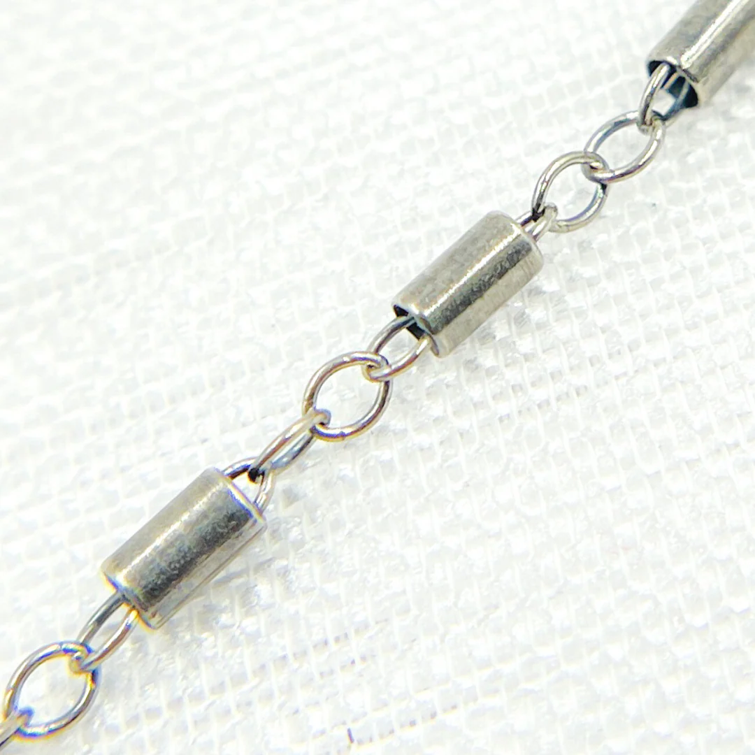 1121OX. Oxidized Sterling Silver Fancy Tube Link Chain - Image 2