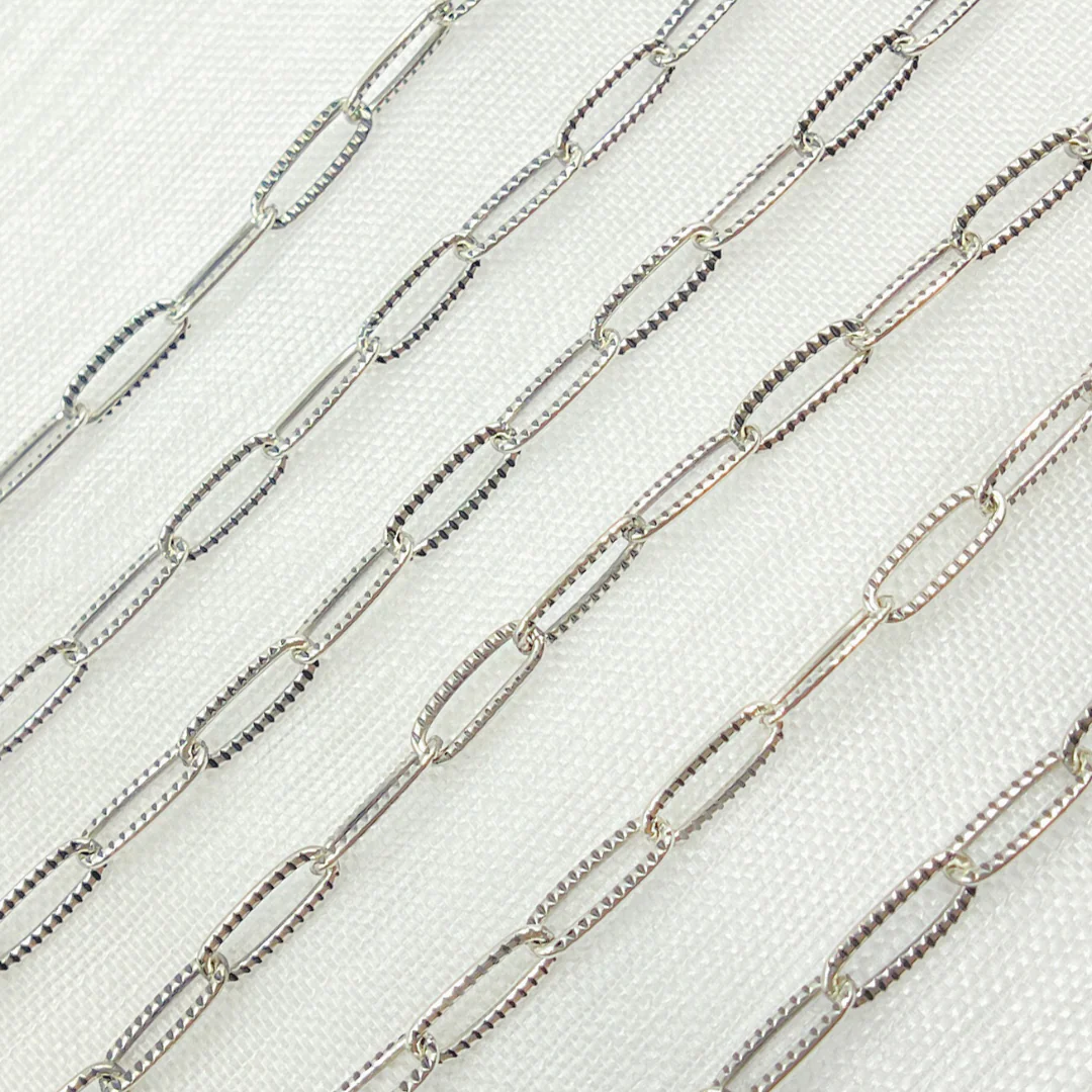 2903LOX. Oxidized Sterling Silver Hammered Paperclip Link Chain - Image 4