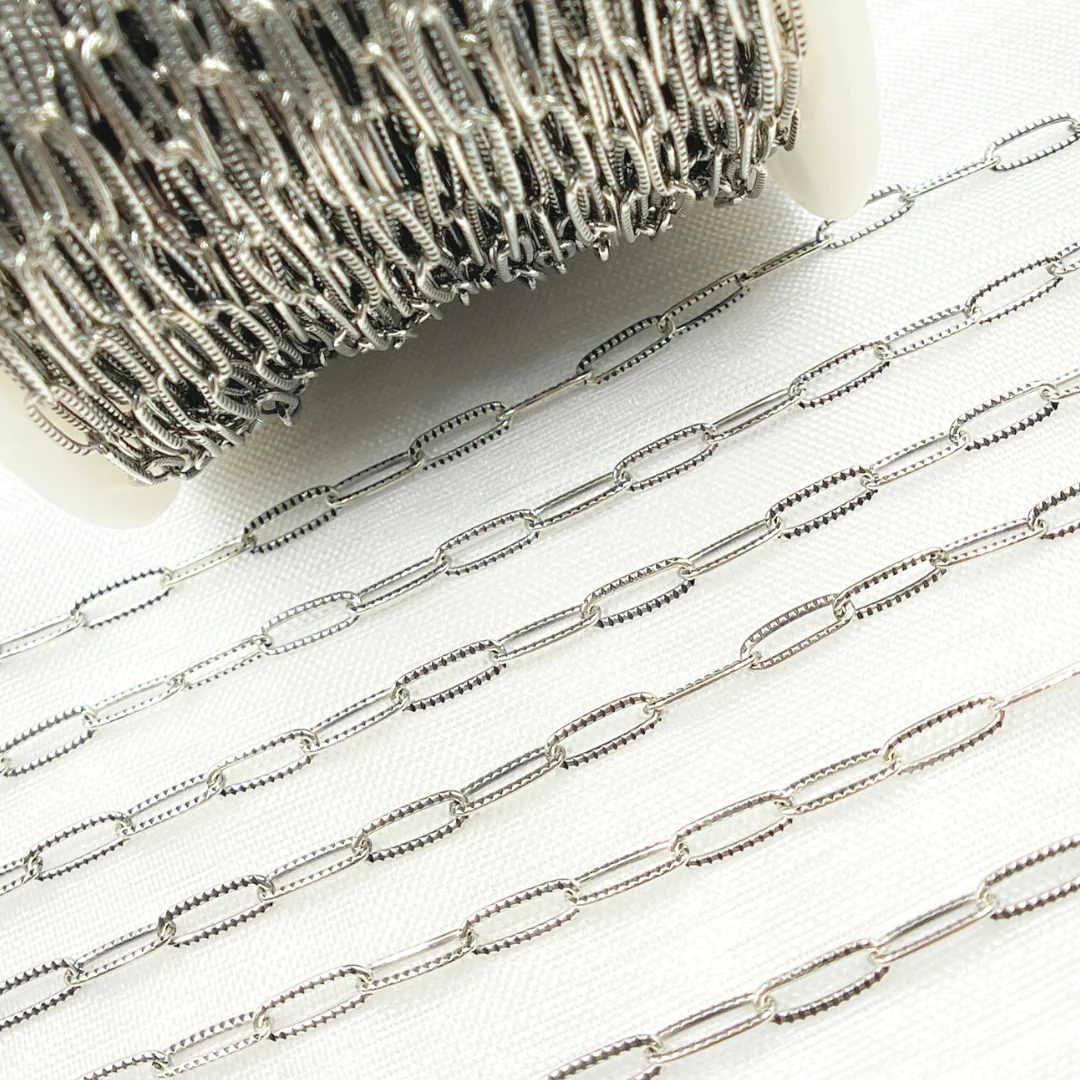 2903LOX. Oxidized Sterling Silver Hammered Paperclip Link Chain - Image 5
